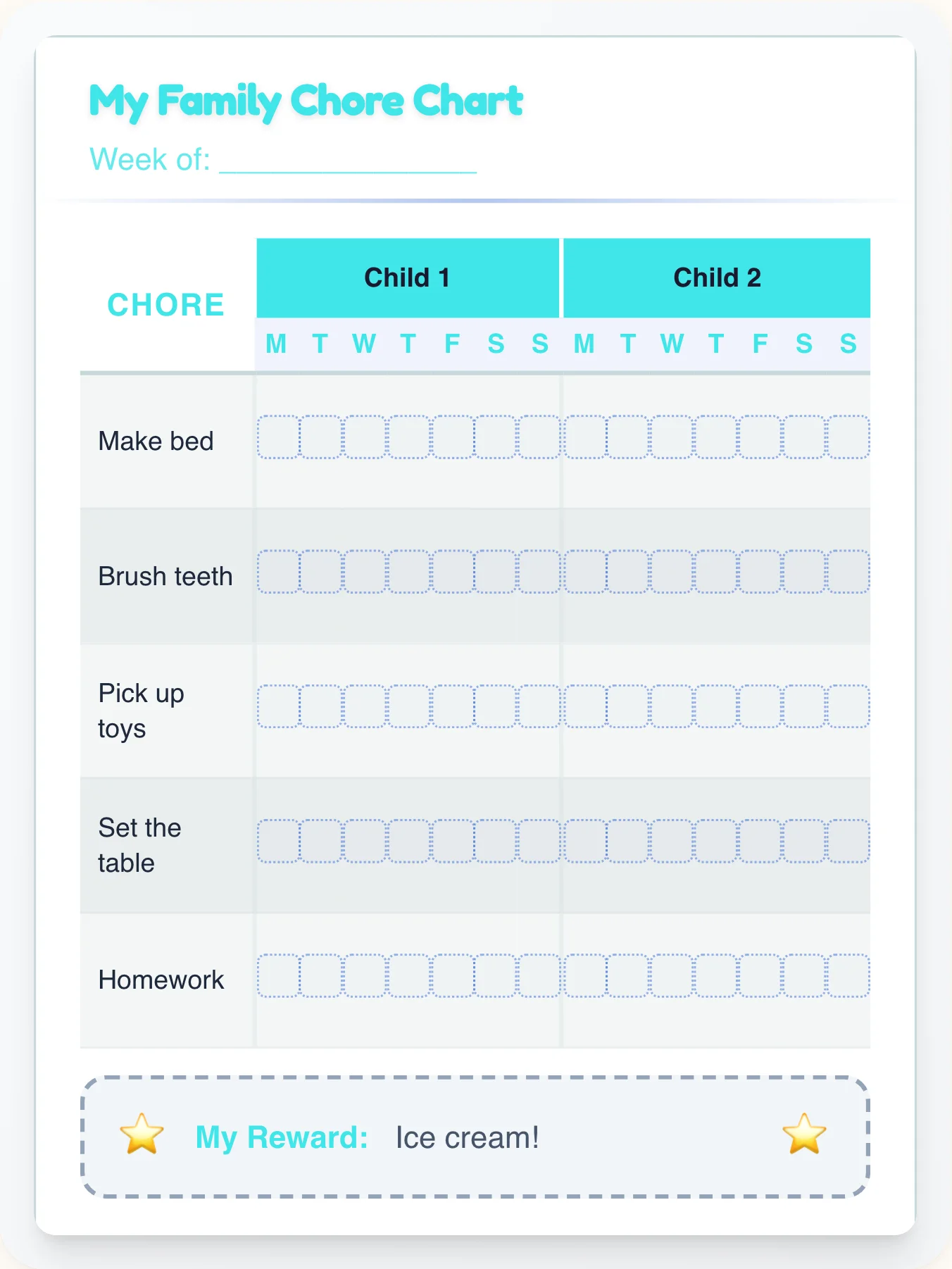 Gentle Geeks Team Chart - printable geeks chore chart