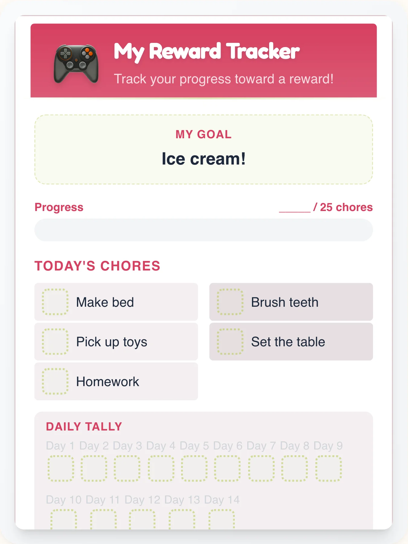 Frosty Geeks Goal Chart - printable geeks chore chart