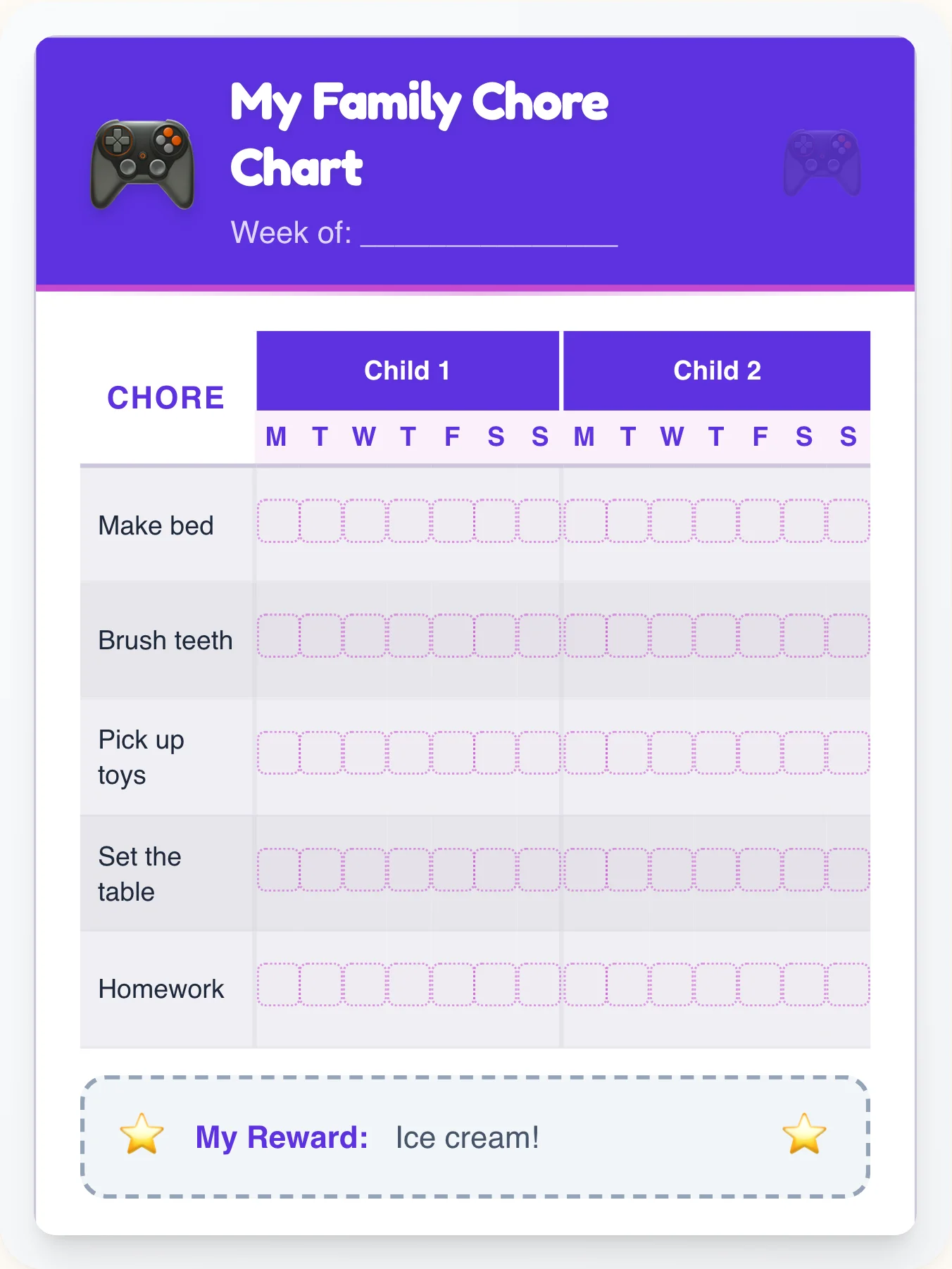 Peaceful Geeks Group Planner - printable geeks chore chart