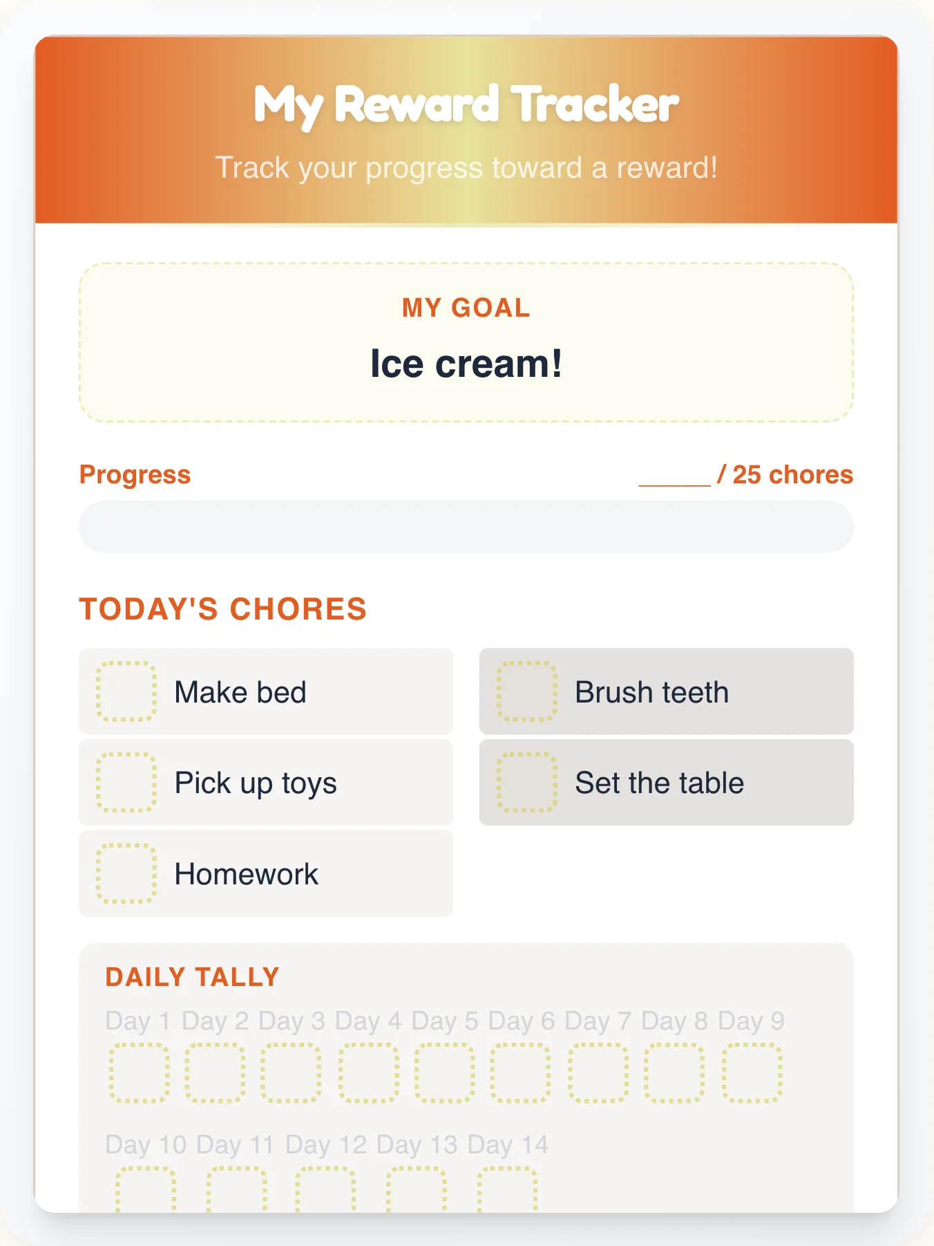 Dreamy Geeks Points Tracker - printable geeks chore chart