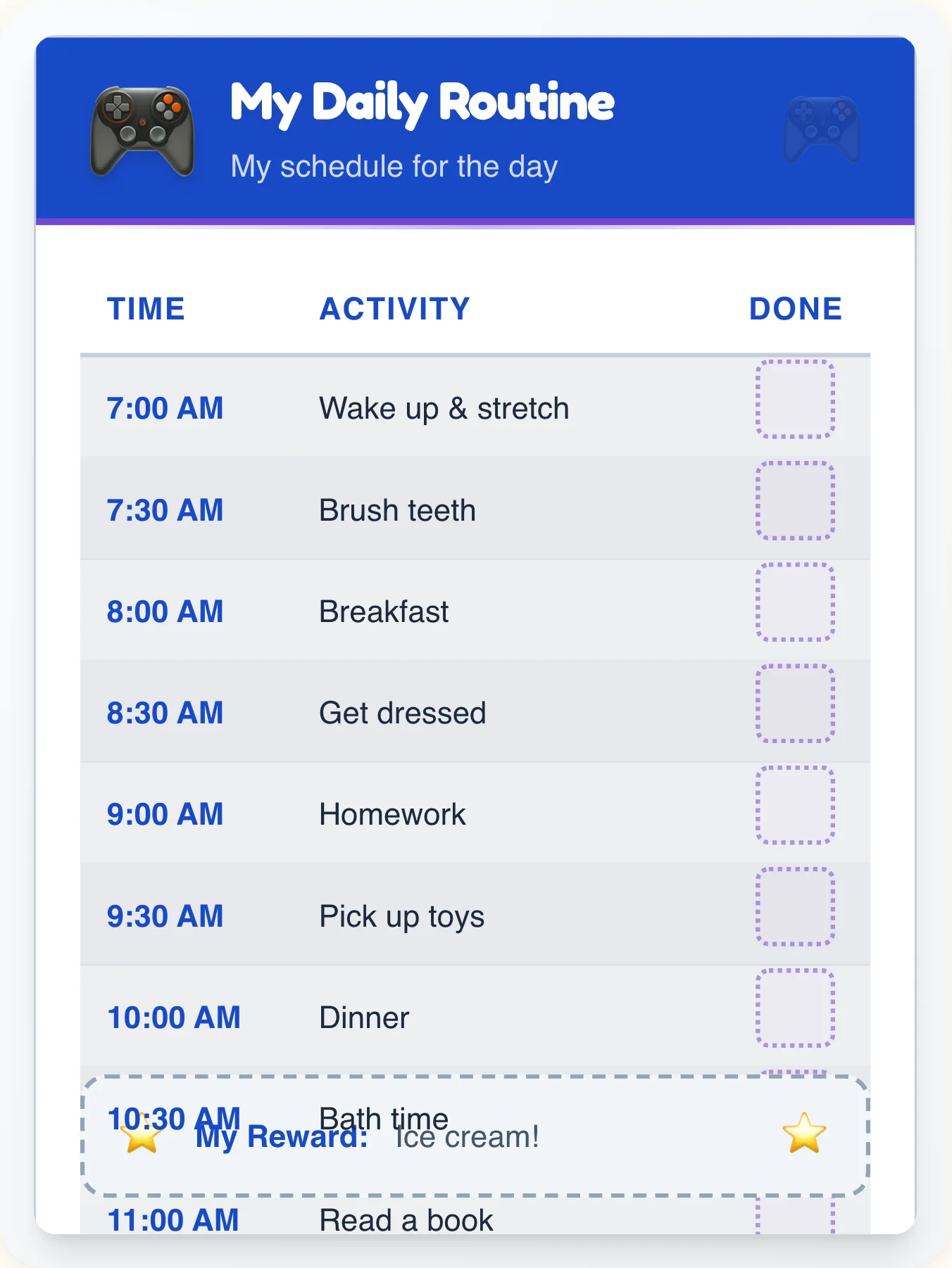 Luminous Geeks Schedule Chart - printable geeks chore chart