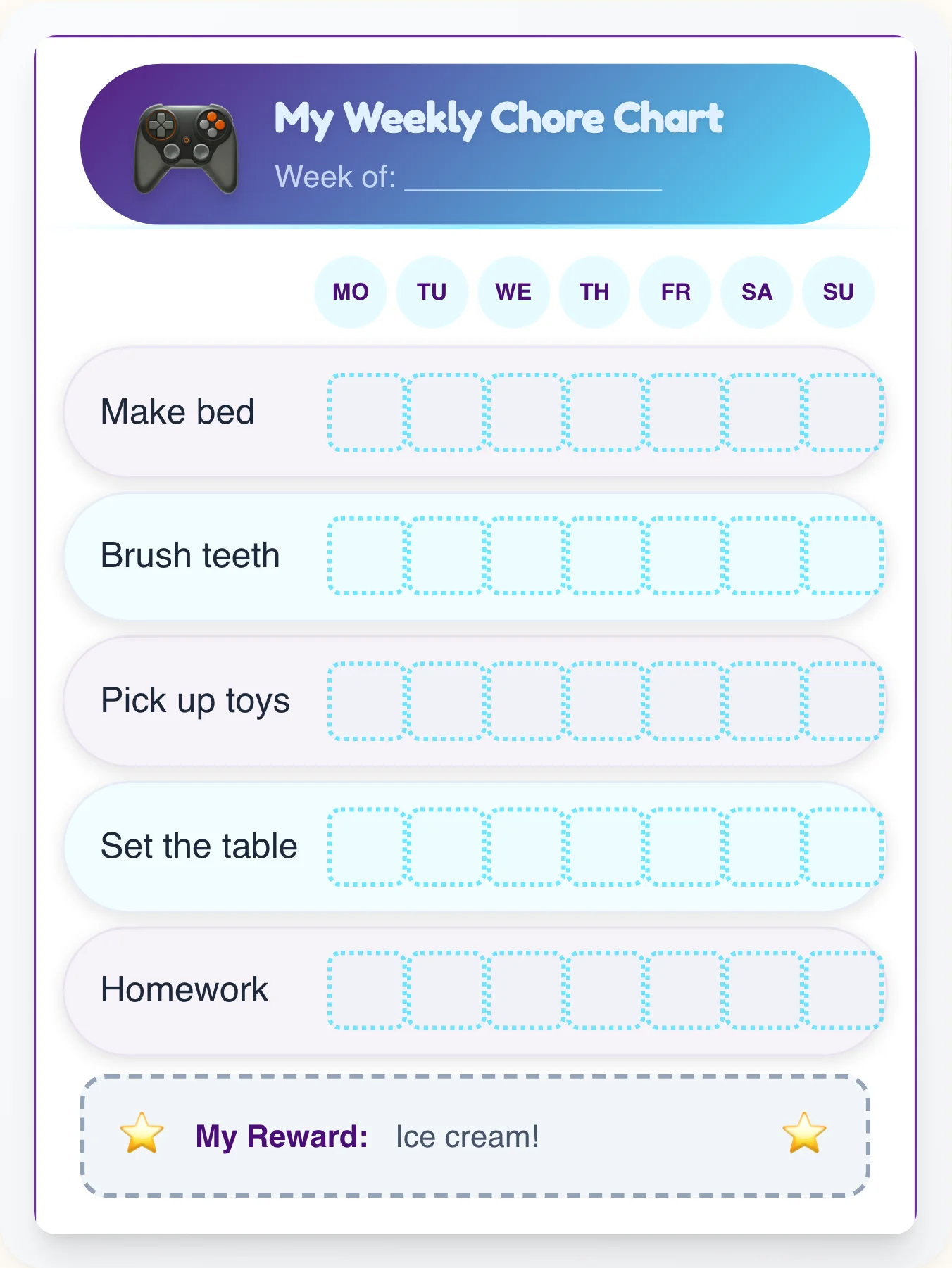 Cyberpunk Haze Chore Chart - printable geeks chore chart