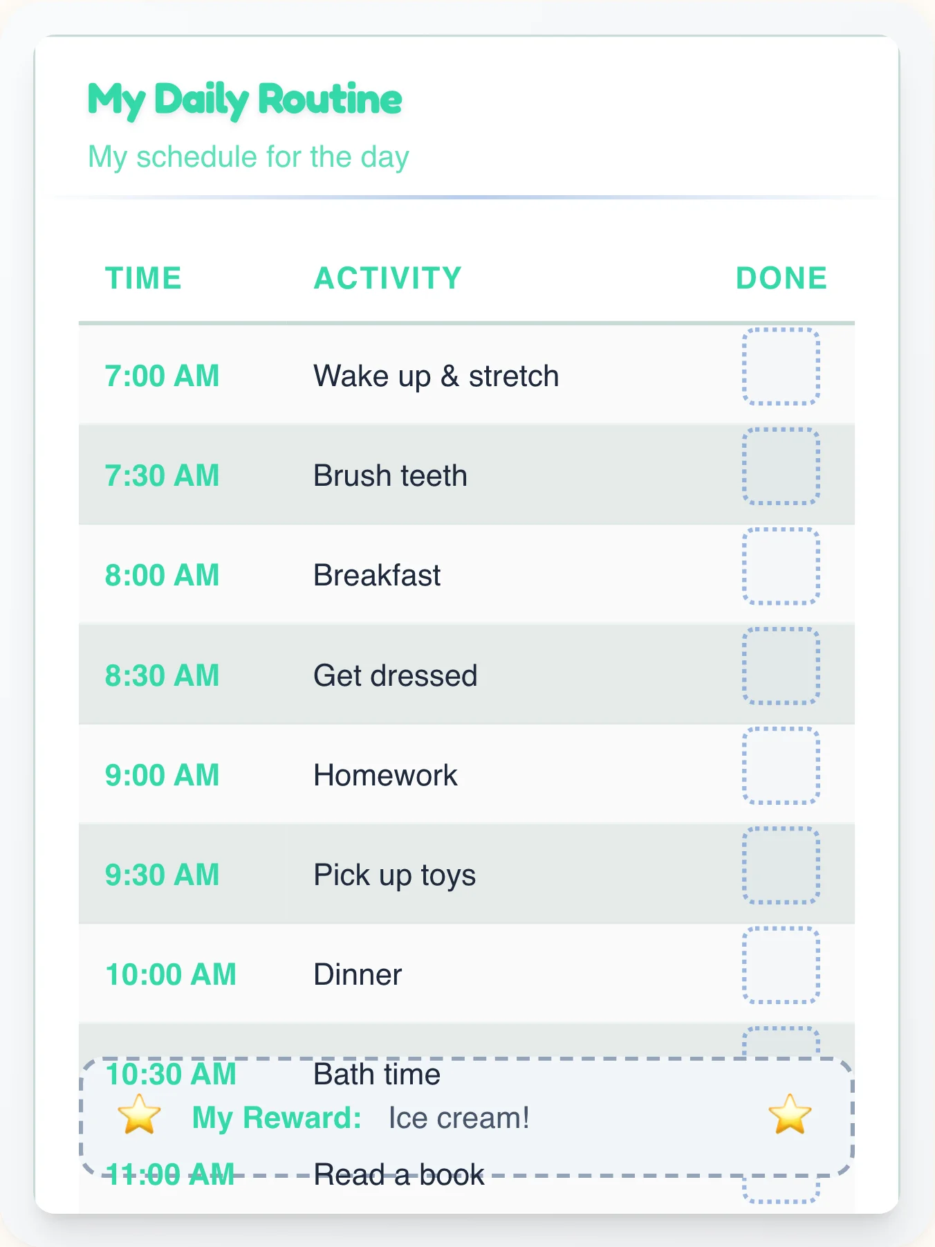 Enchanted Geeks Time Planner - printable geeks chore chart