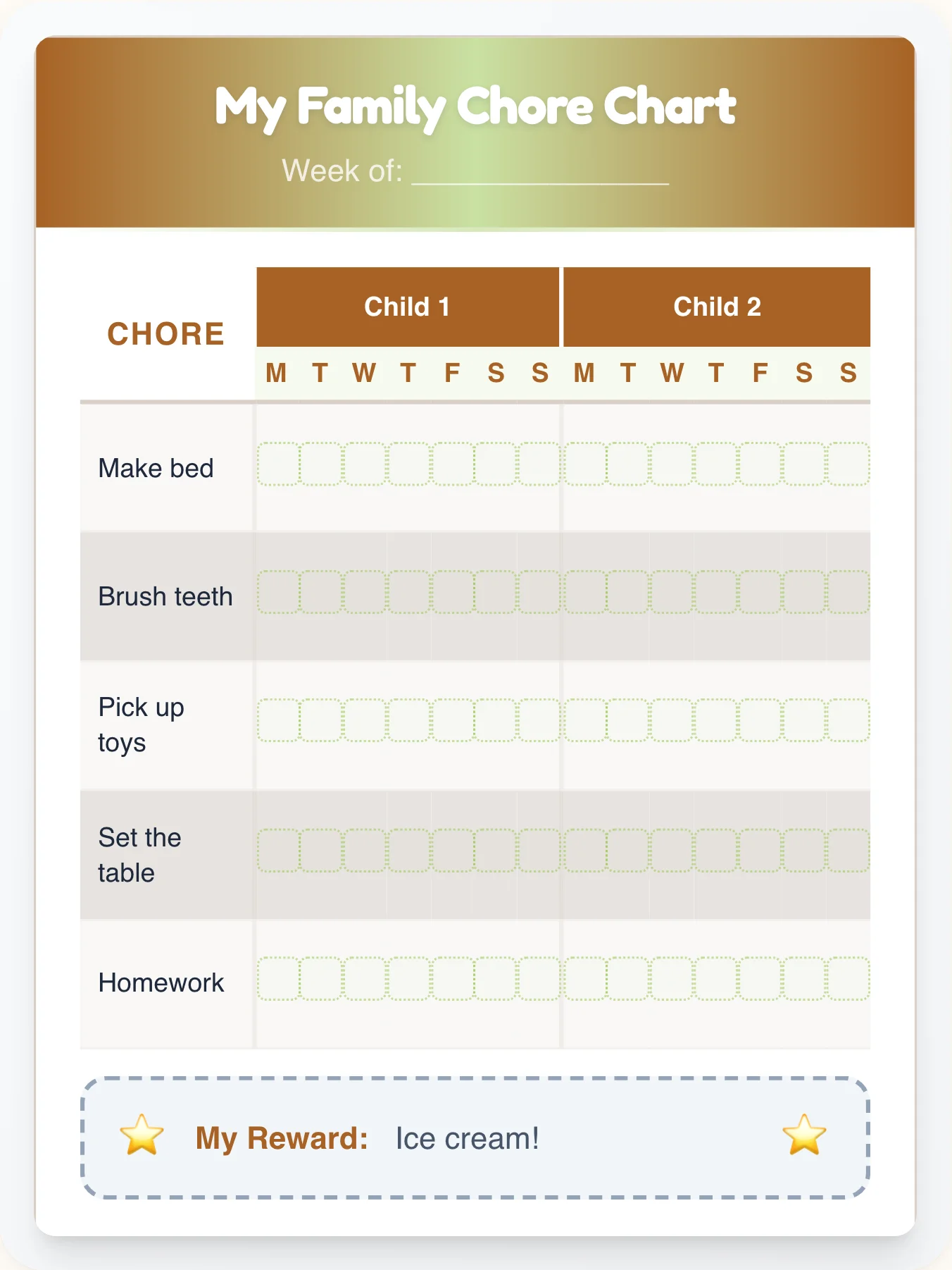 Fresh Geeks Multi-Kid Tracker - printable geeks chore chart