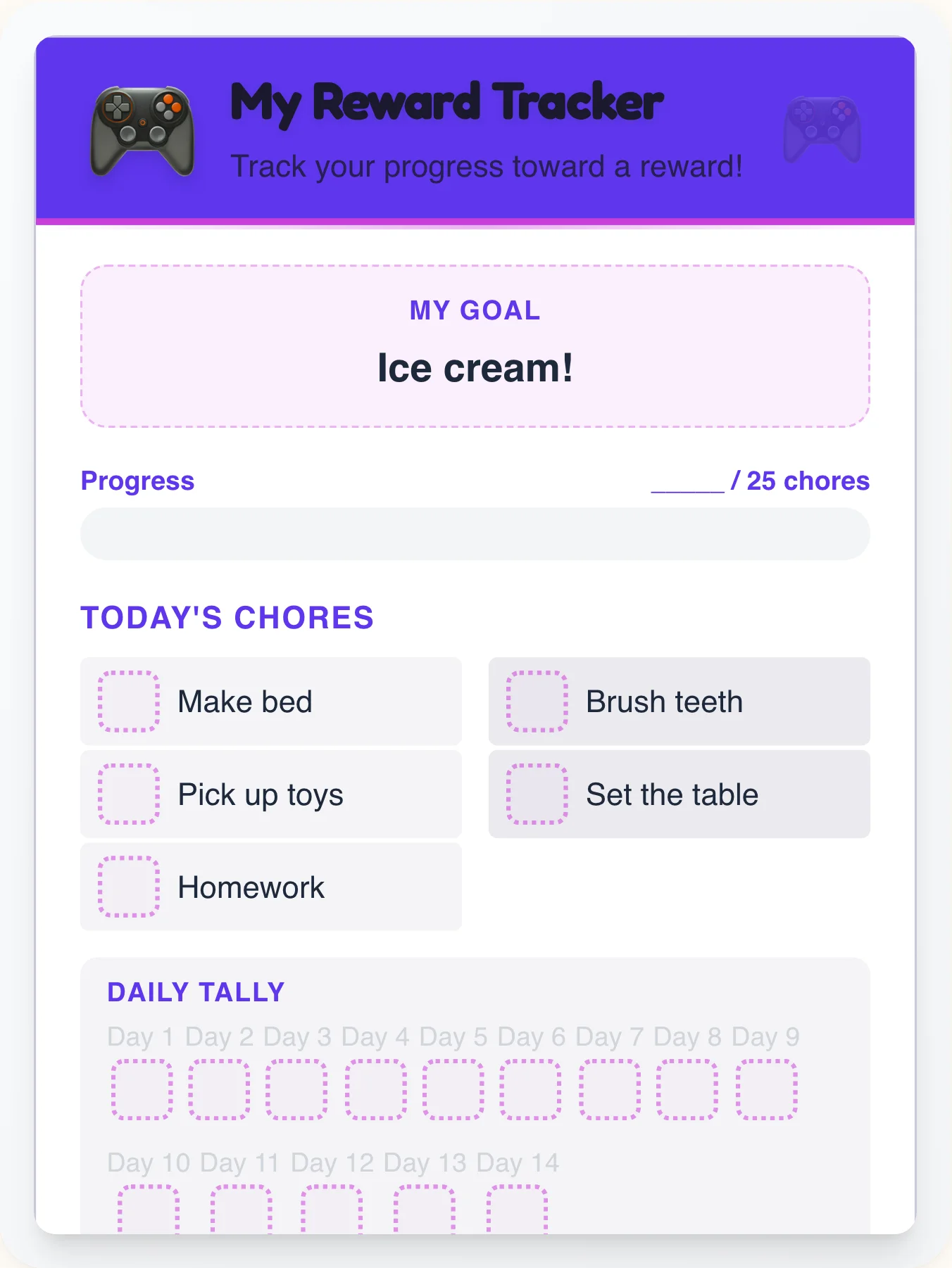 Peaceful Geeks Prize Chart - printable geeks chore chart