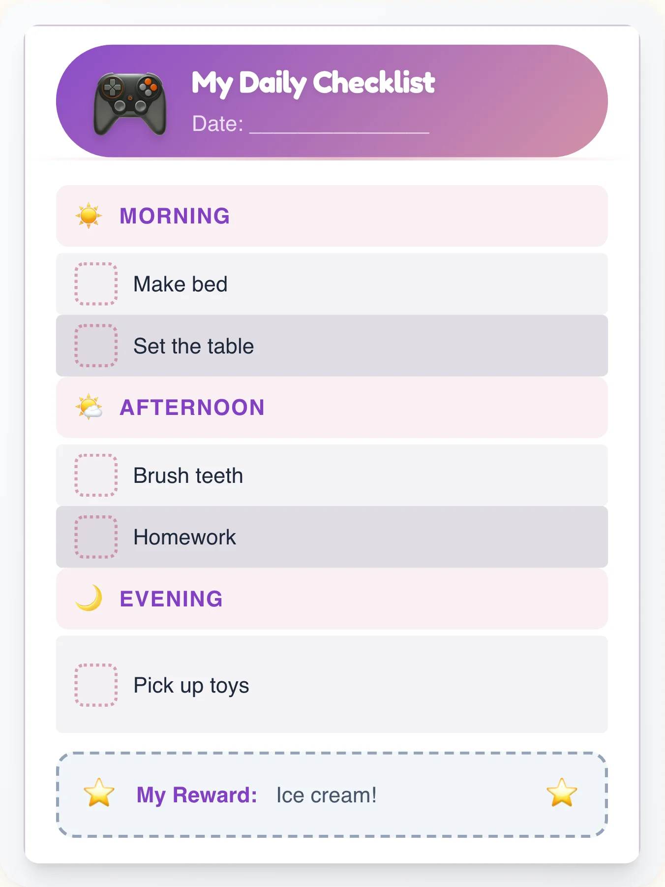 Serene Geeks Checklist - printable geeks chore chart
