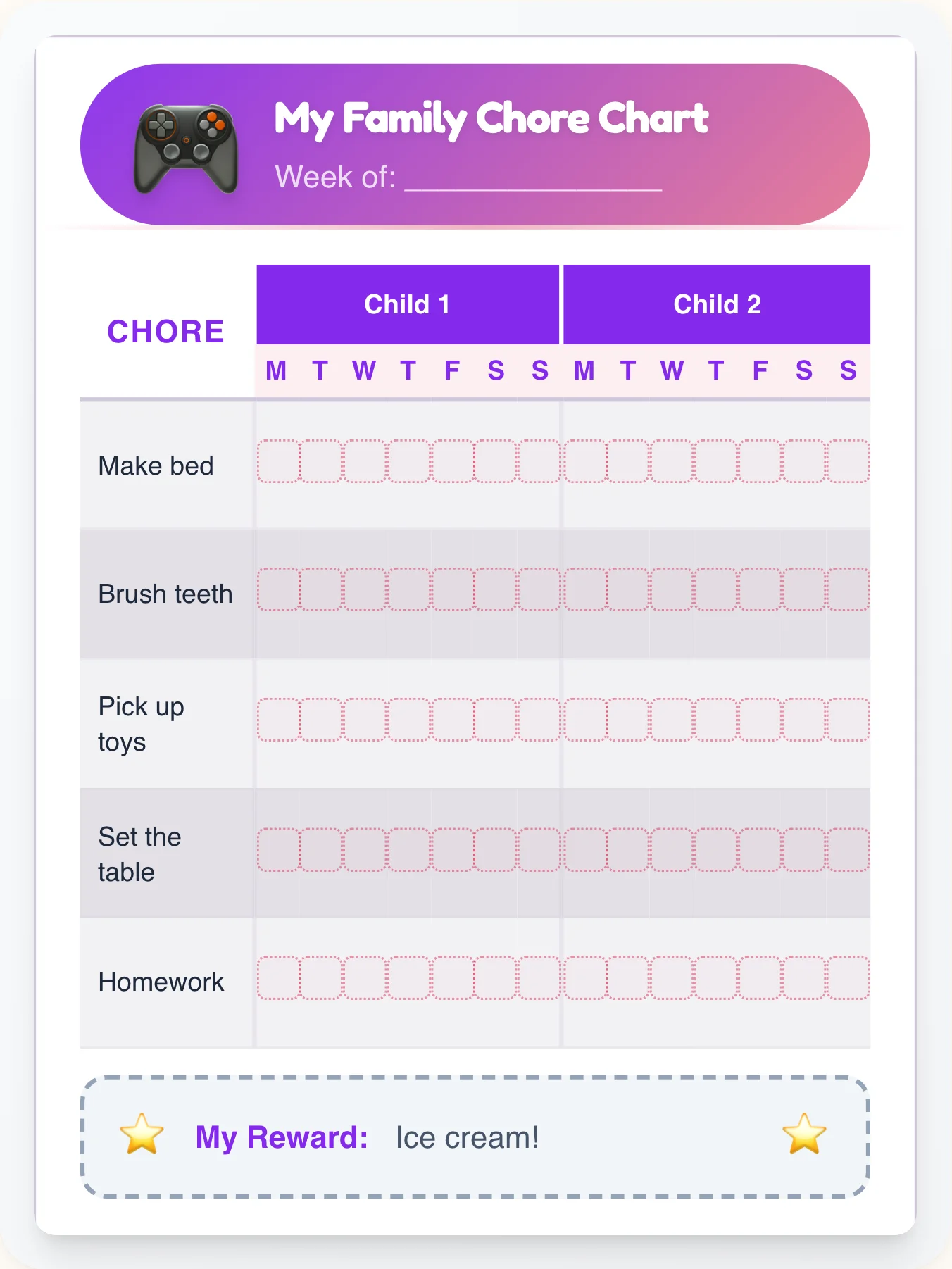 Serene Geeks Family Chart - printable geeks chore chart