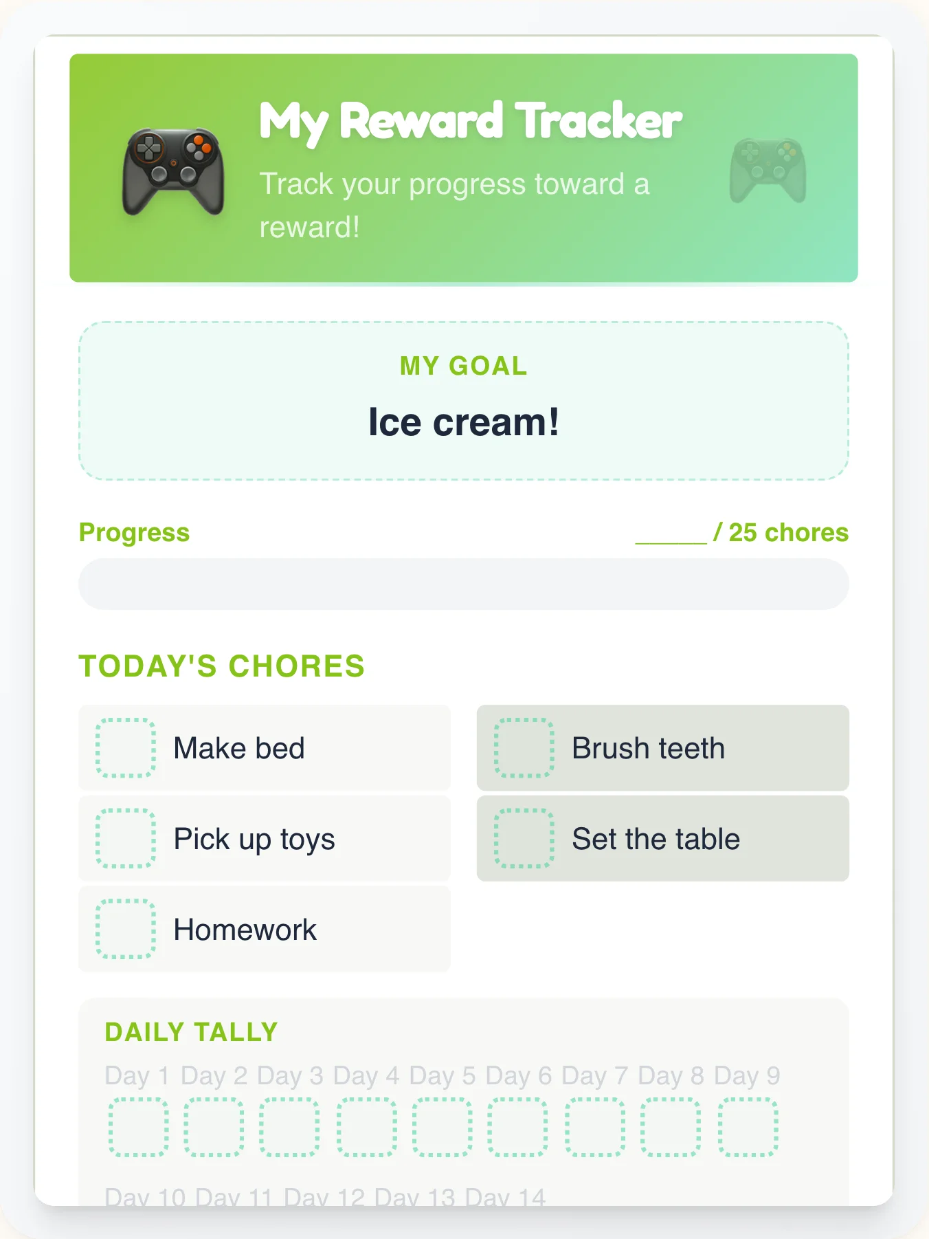 Playful Geeks Prize Chart - printable geeks chore chart