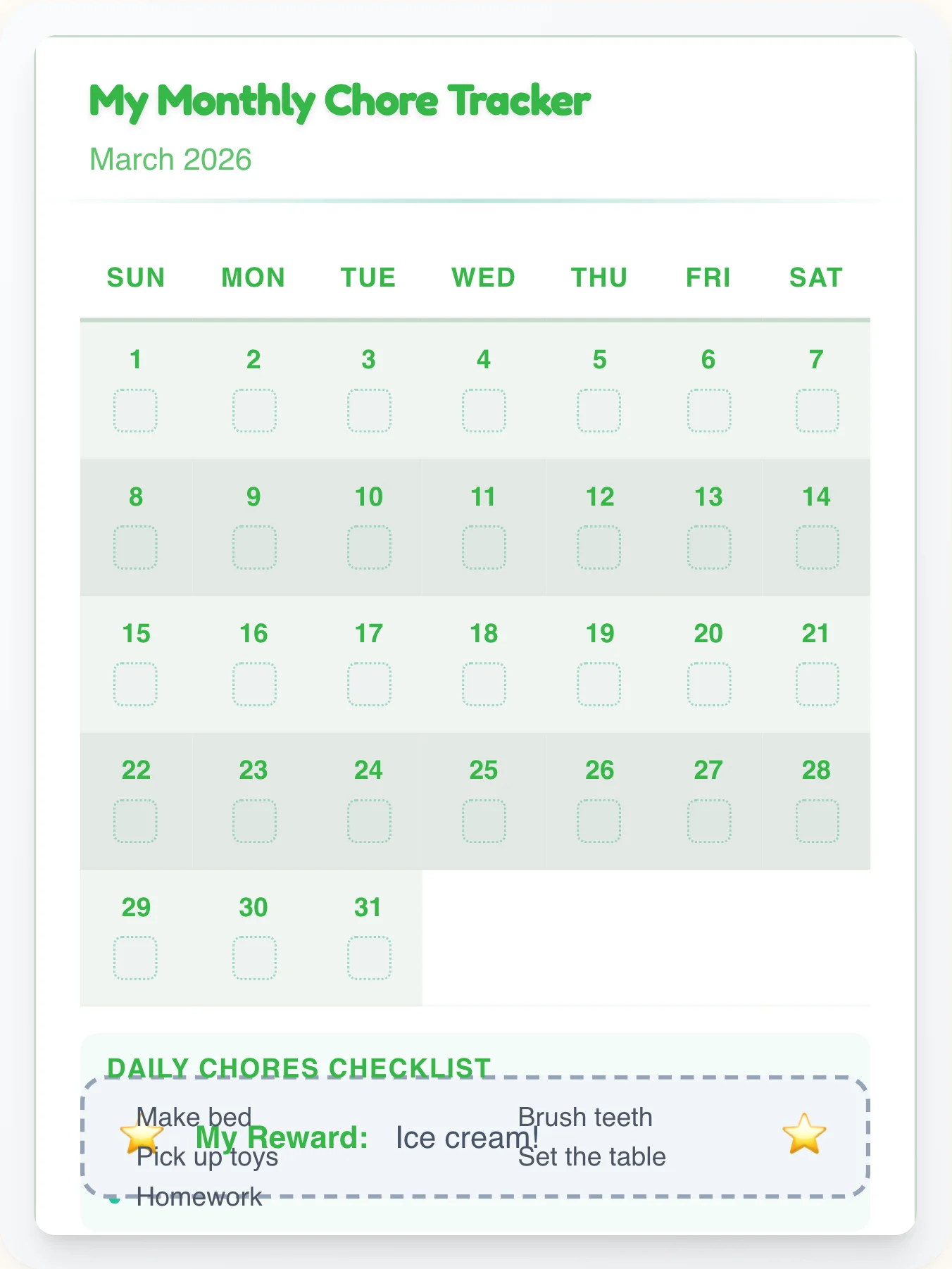 Warm Geeks Monthly Planner - printable geeks chore chart