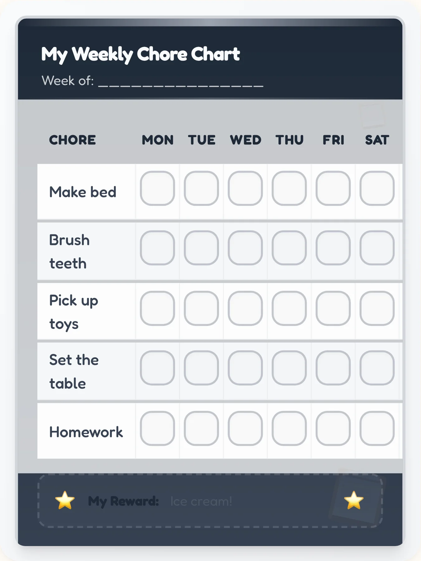 Graphite Workspace Planner - printable professional chore chart