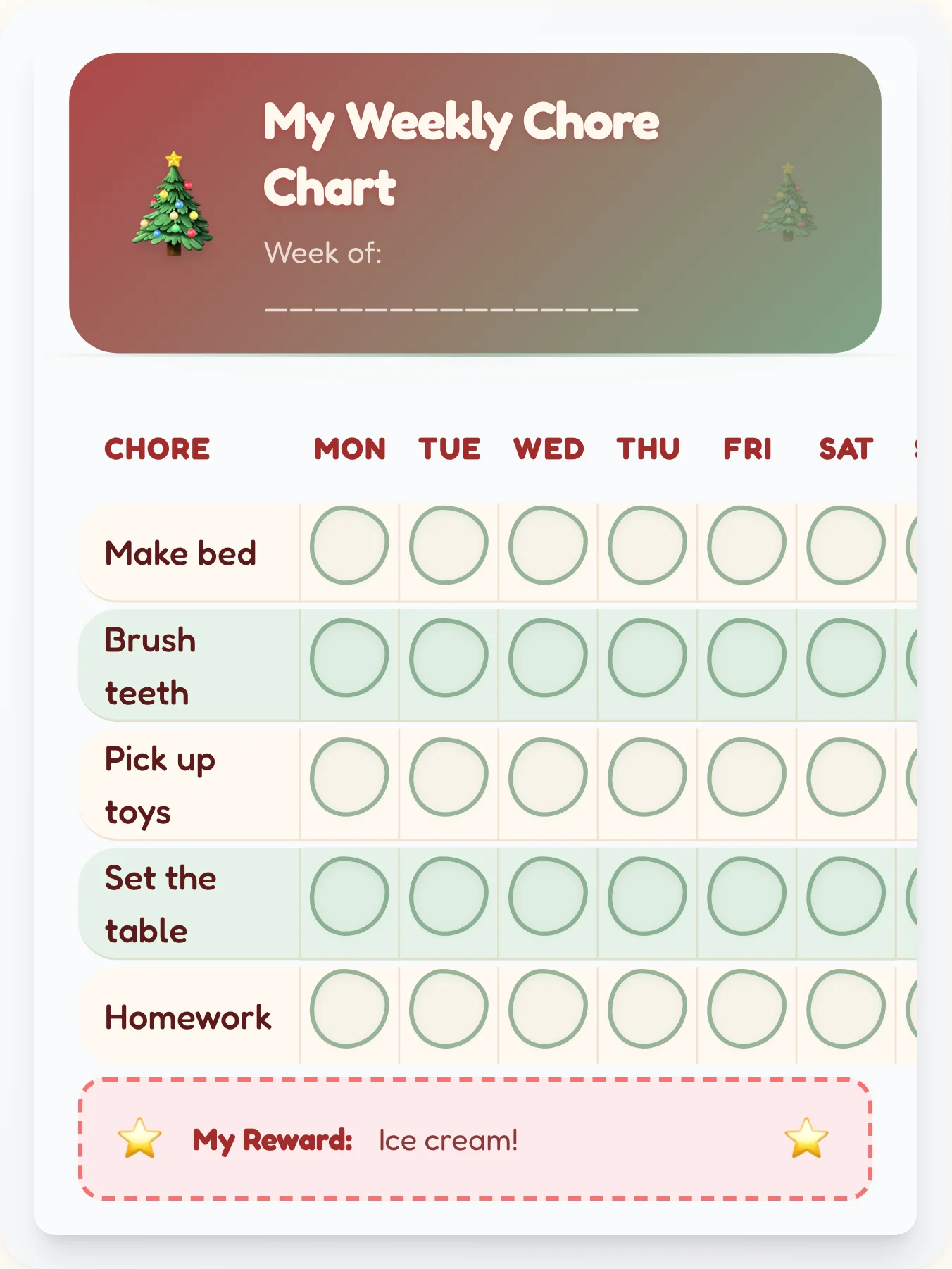 Jolly Claymation Christmas Chore Chart - printable holiday chore chart