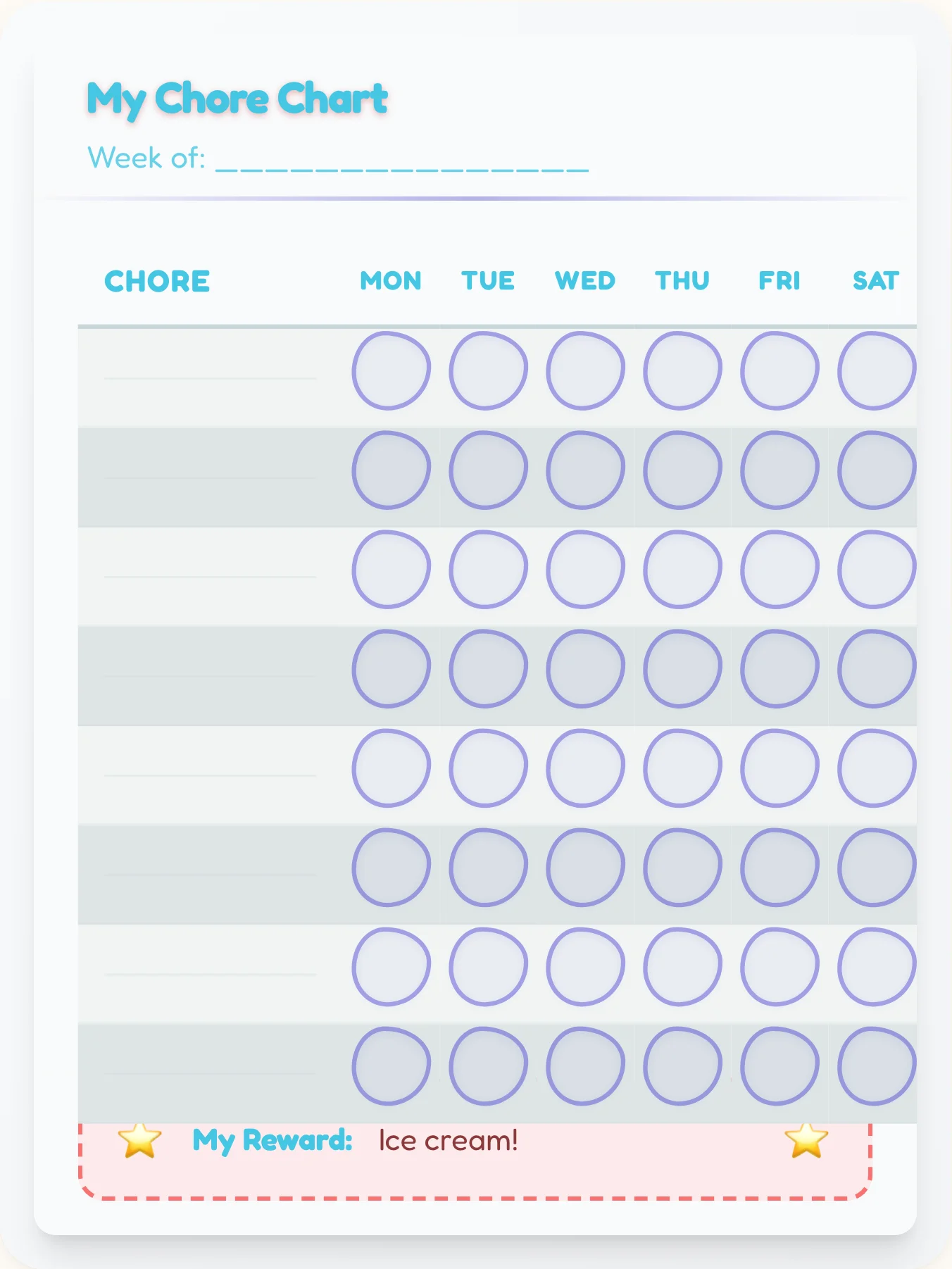 Harmony Holiday Open Template - printable holiday chore chart