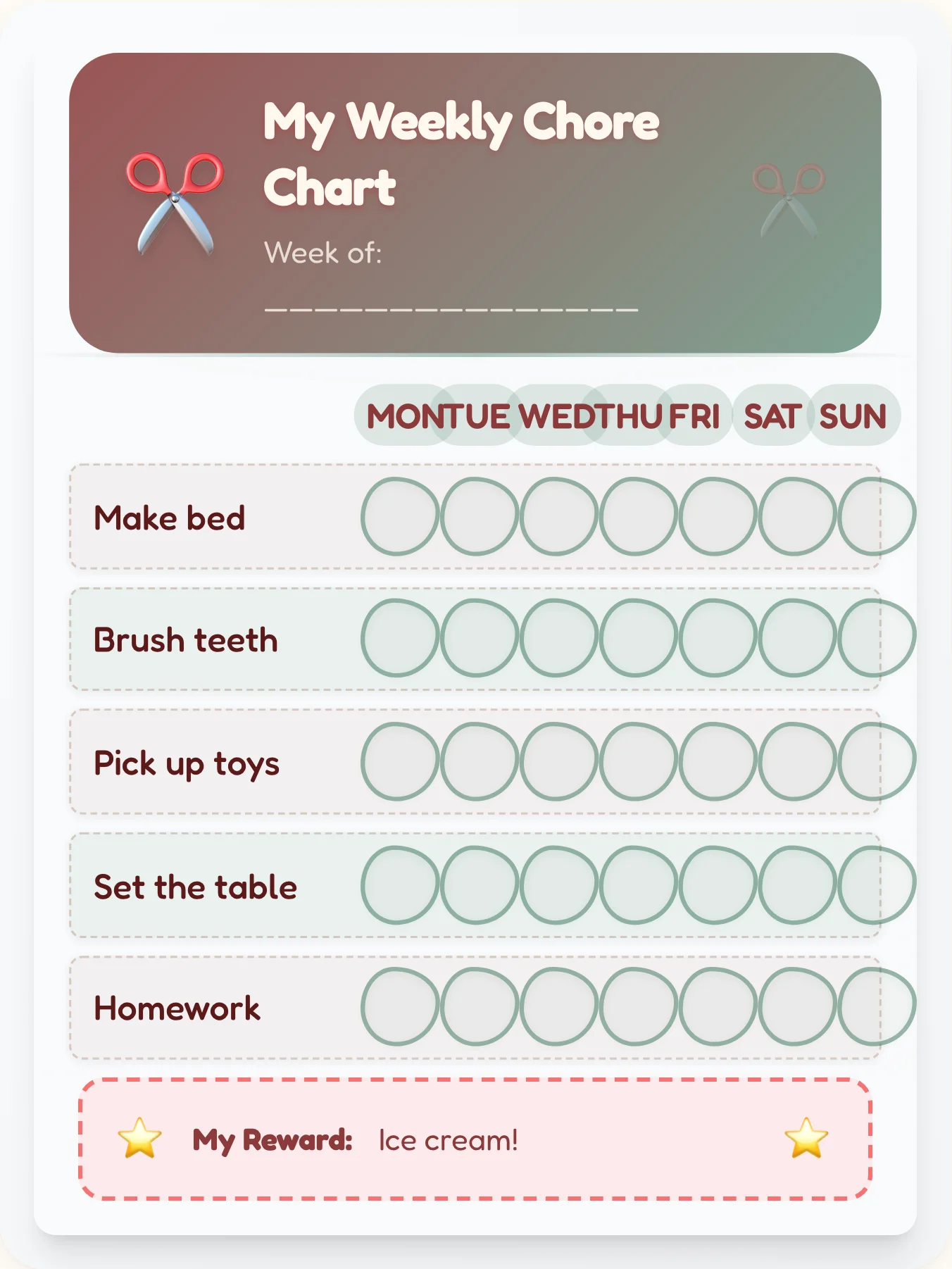 Kraft Paper Wonderland Chore Chart - printable holiday chore chart