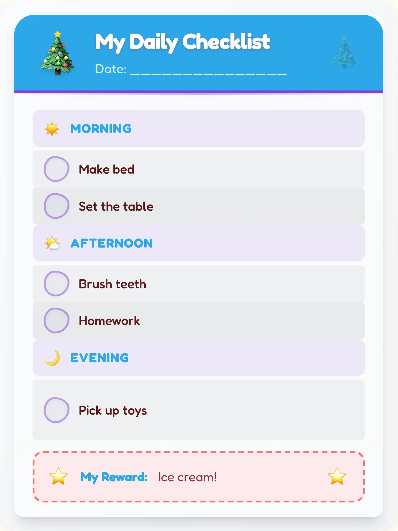 Joyful Holiday Checklist - printable holiday chore chart