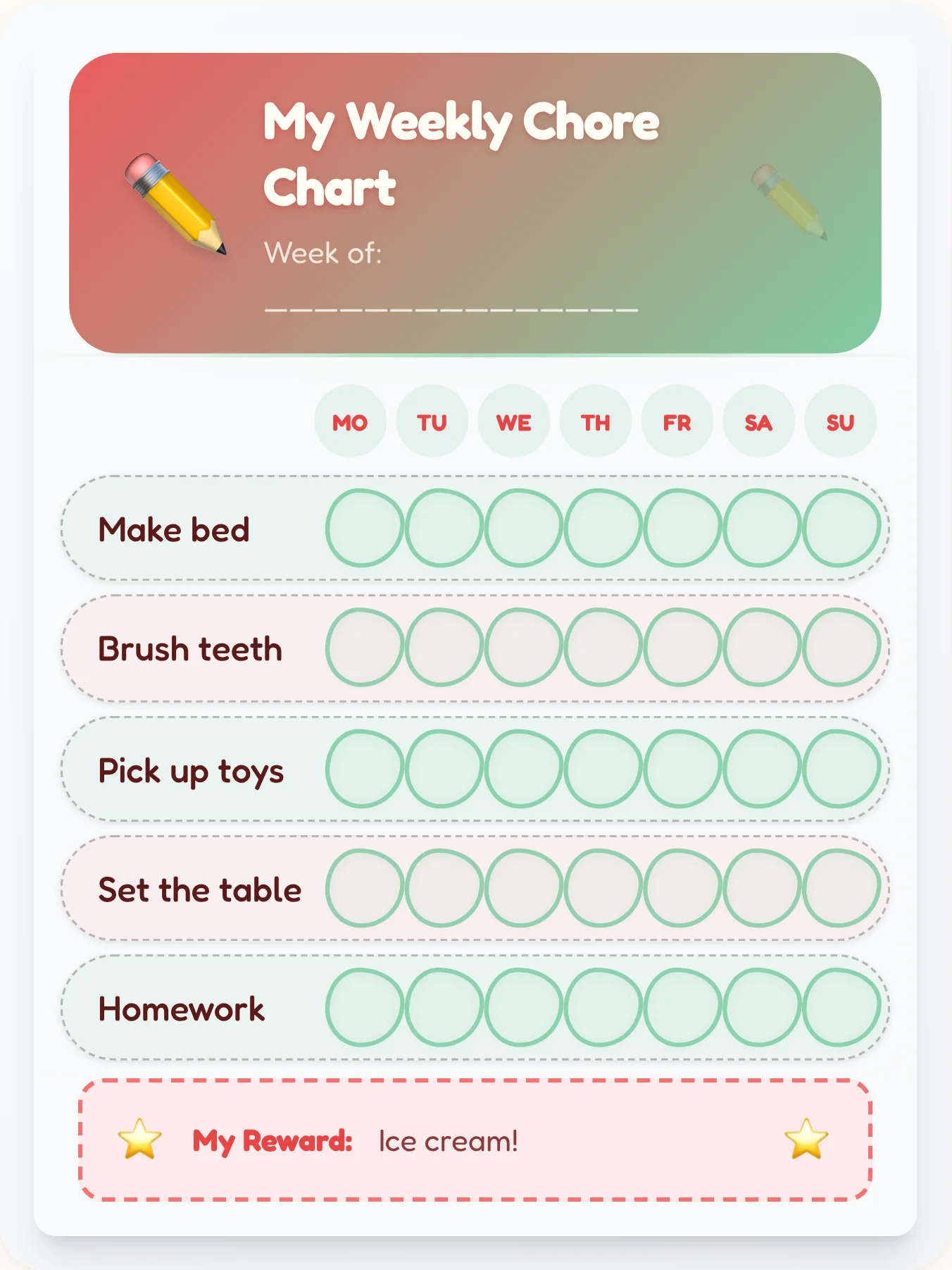 Scribble & Jingle Chore Chart - printable holiday chore chart