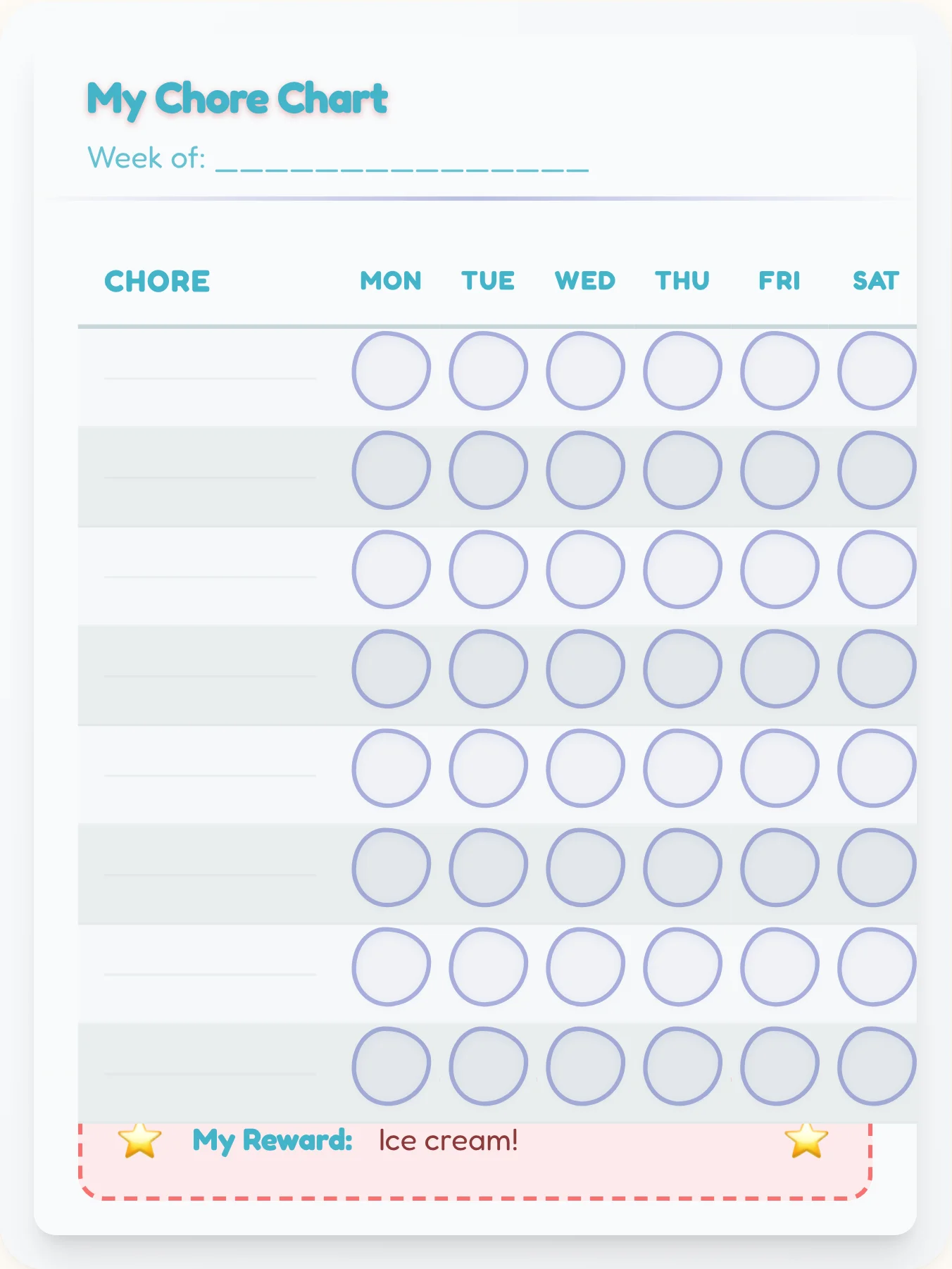 Harmony Holiday Custom Chart - printable holiday chore chart