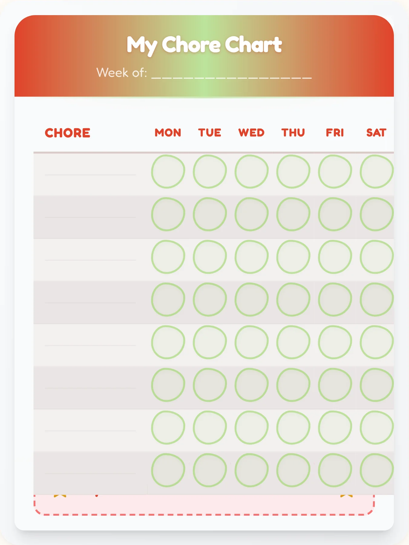 Cozy Holiday DIY Chart - printable holiday chore chart