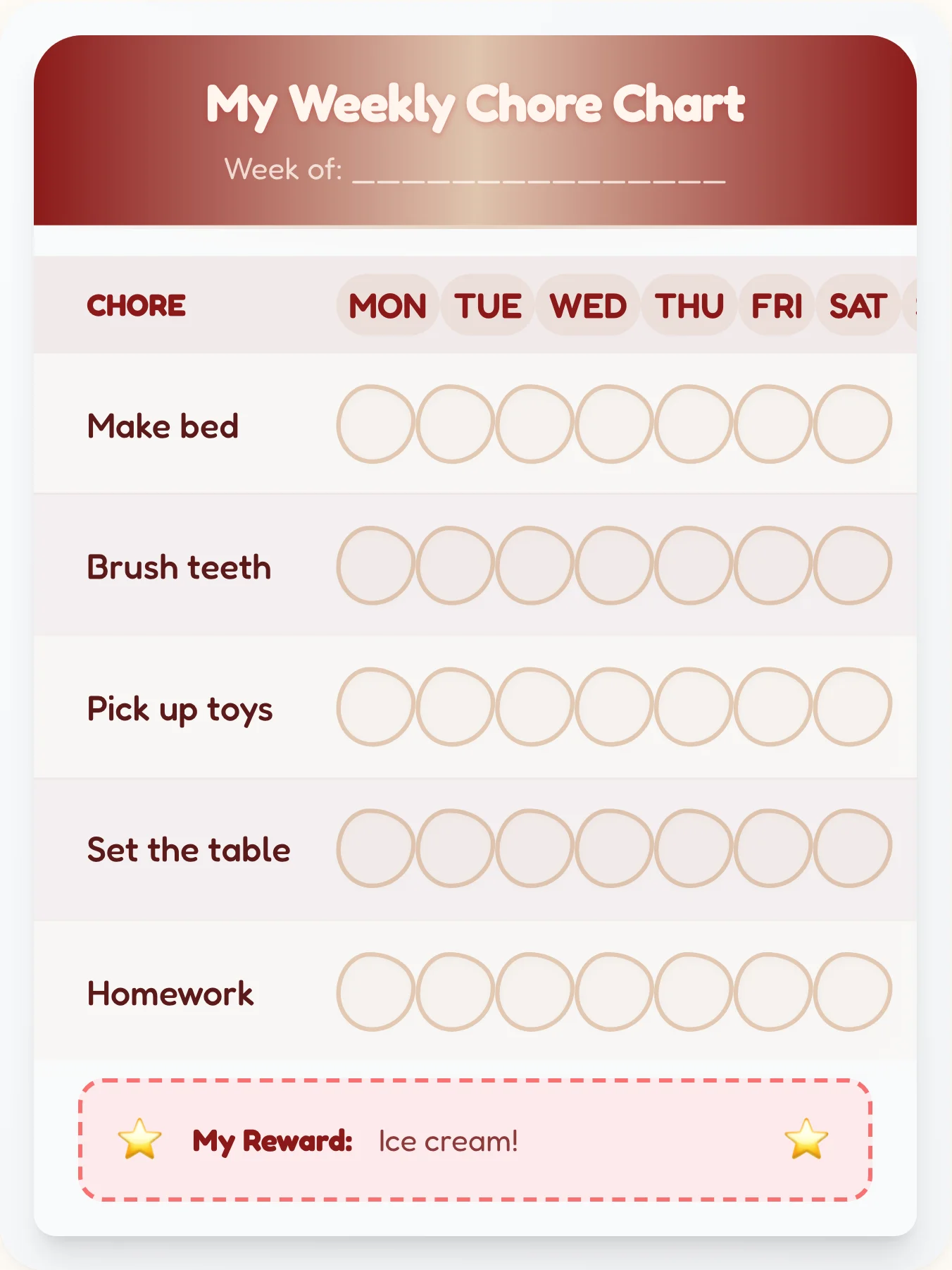 Velvet Hearth Glow Chore Chart - printable holiday chore chart