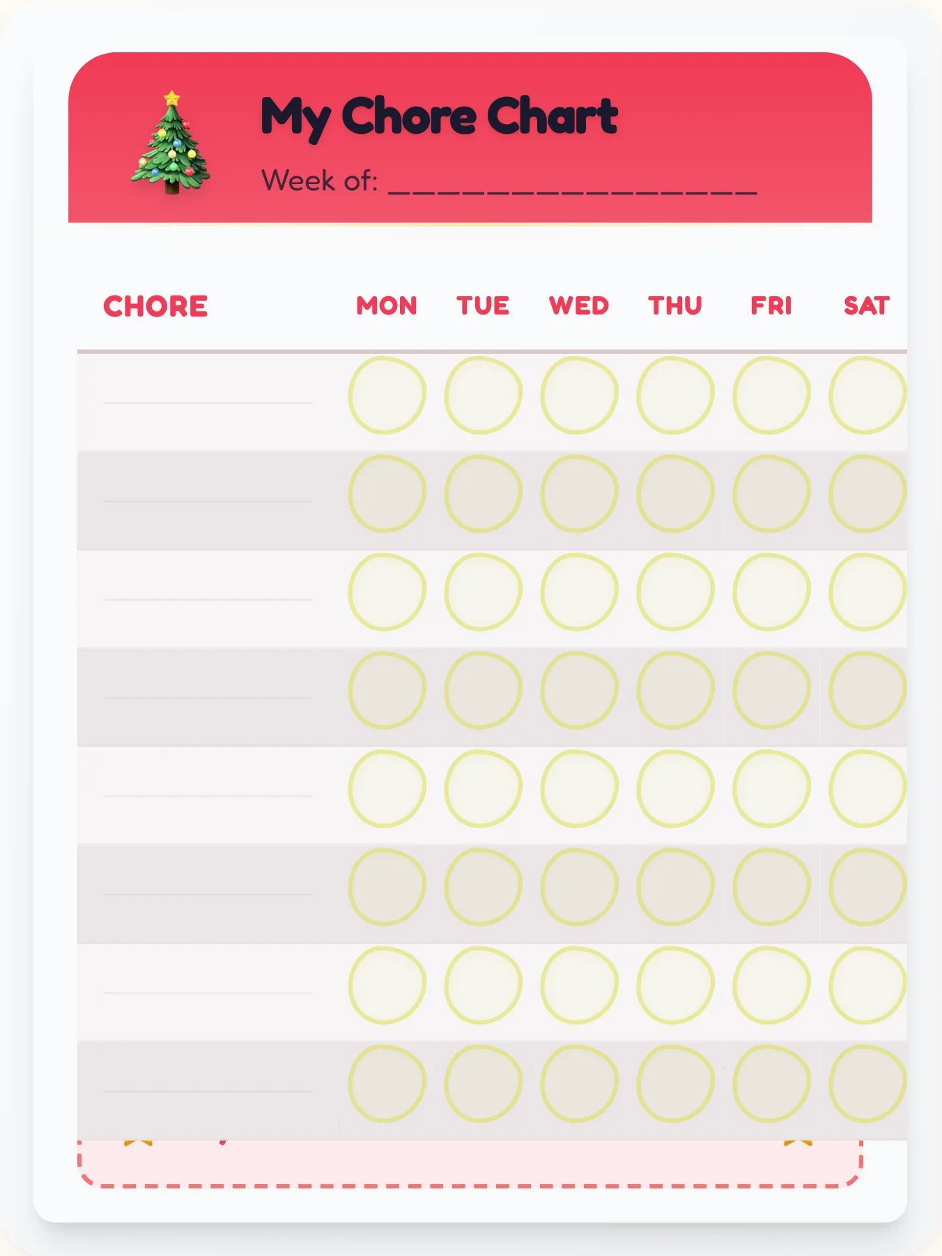 Frosty Holiday Blank Canvas - printable holiday chore chart