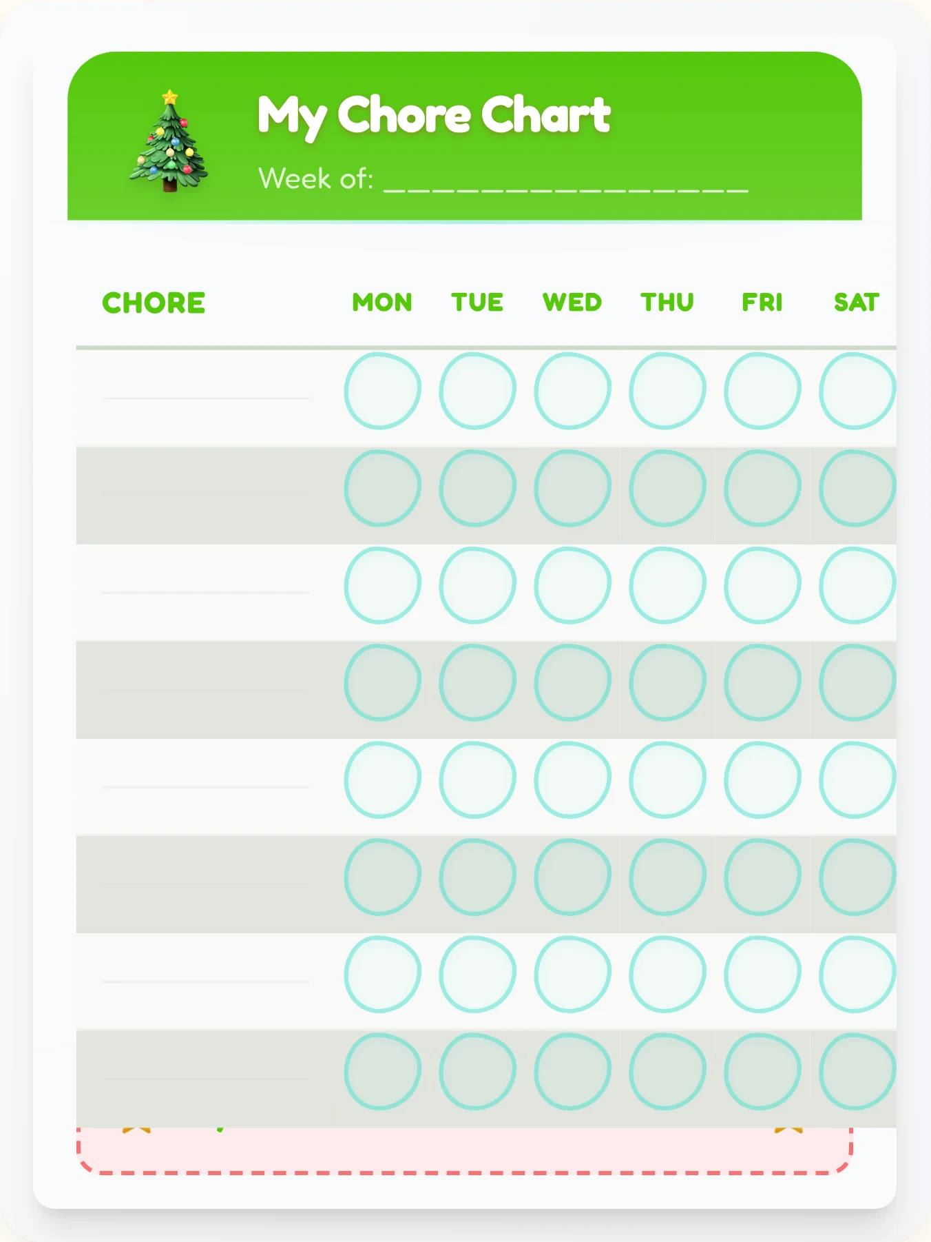 Hazy Holiday Custom Chart - printable holiday chore chart