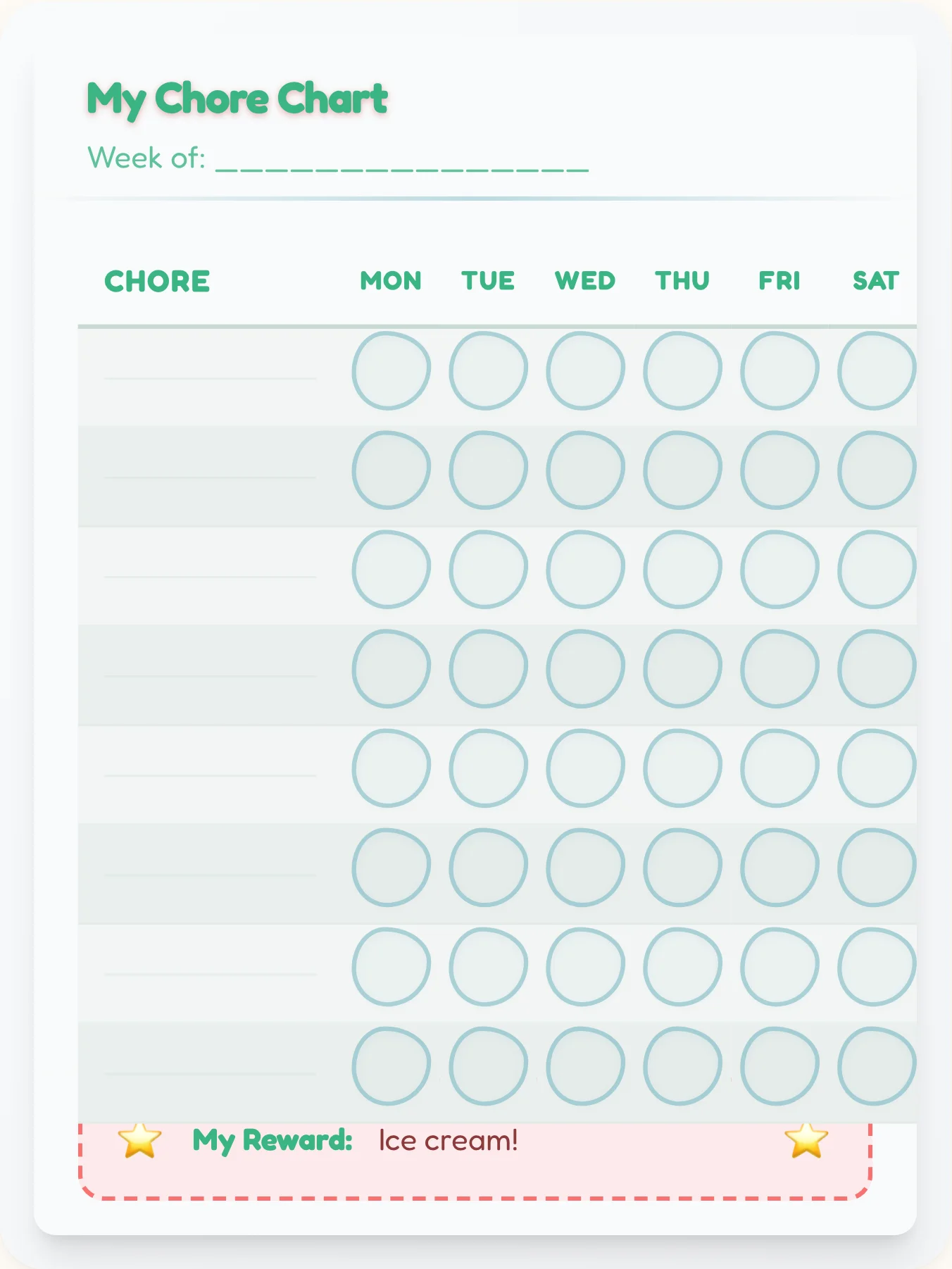 Dainty Holiday Blank Canvas - printable holiday chore chart