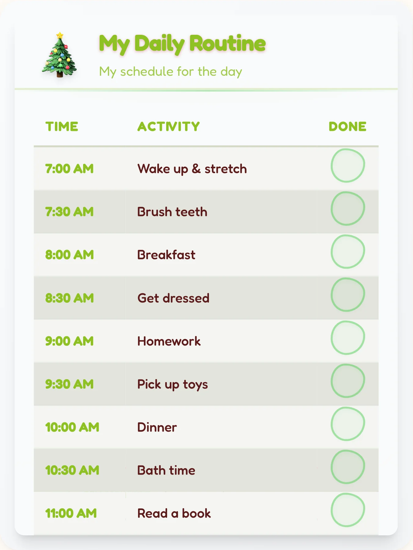 Playful Holiday Time Planner — Free Printable Routine Schedule Template - printable holiday chore chart