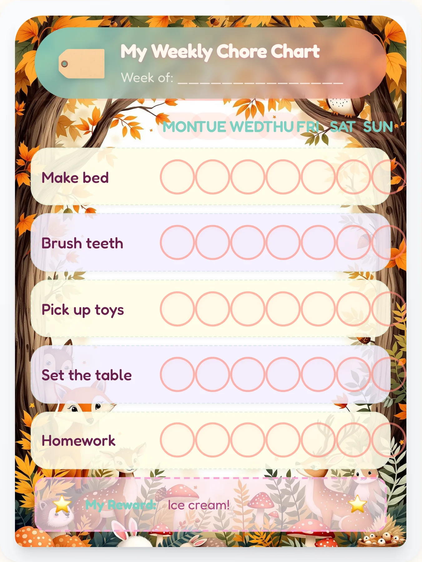 Sticker Album Sweetie Chore Chart - printable kawaii chore chart