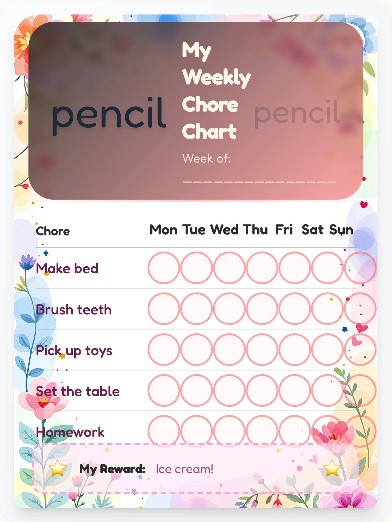 Inky Doodle Pals Chore Chart - printable kawaii chore chart