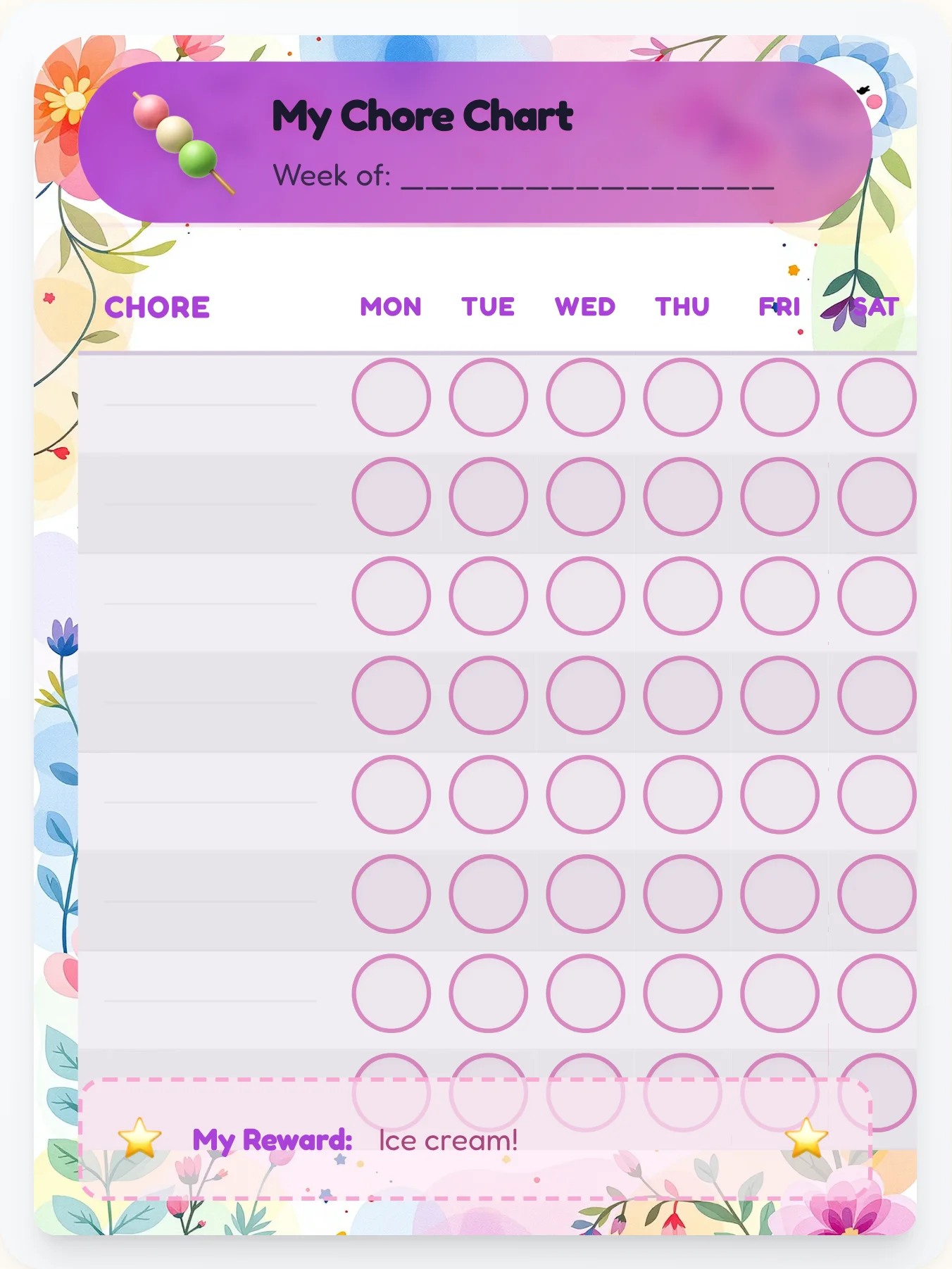 Urban Kawaii Free Form - printable kawaii chore chart