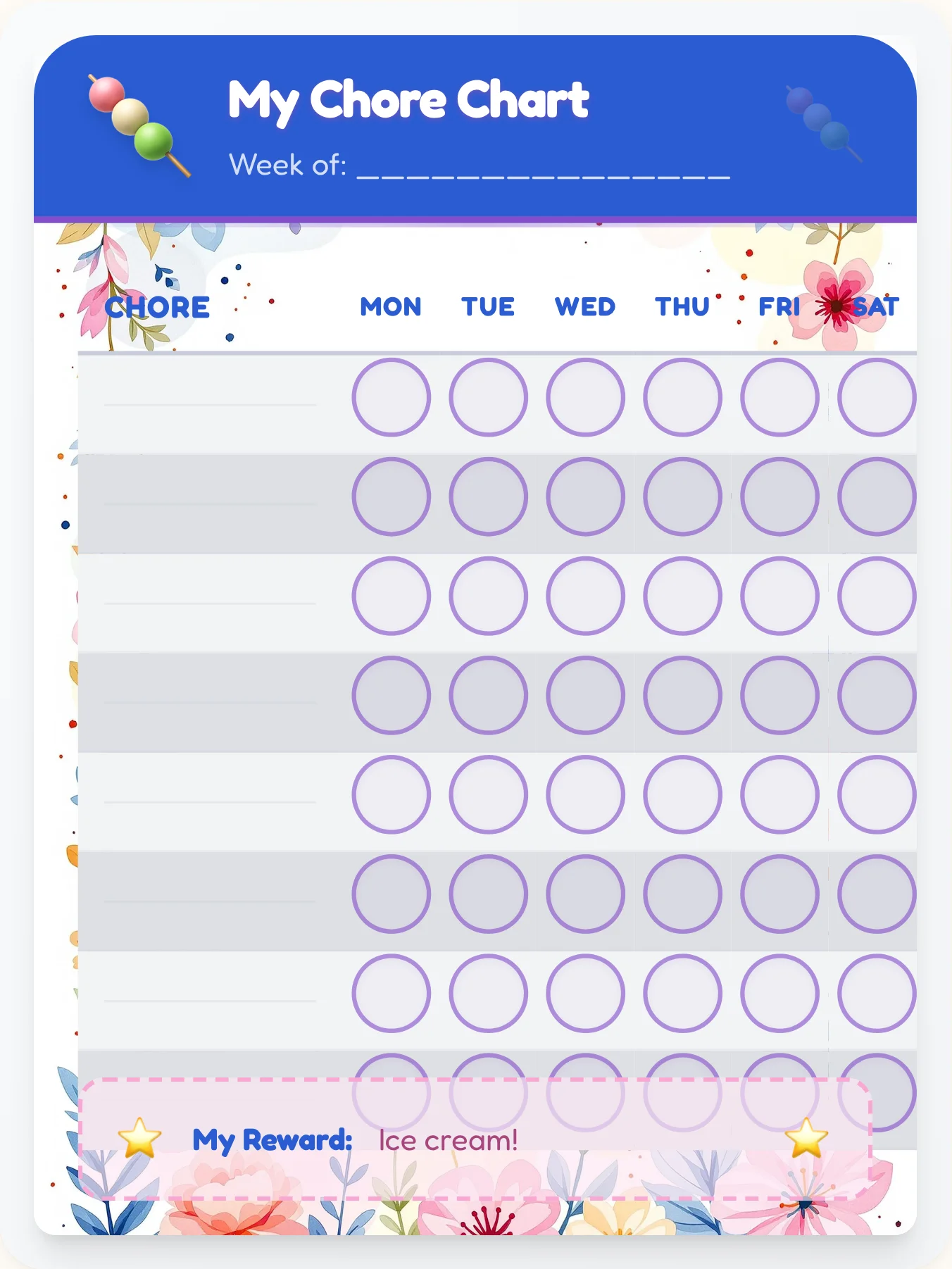 Luminous Kawaii Free Form - printable kawaii chore chart