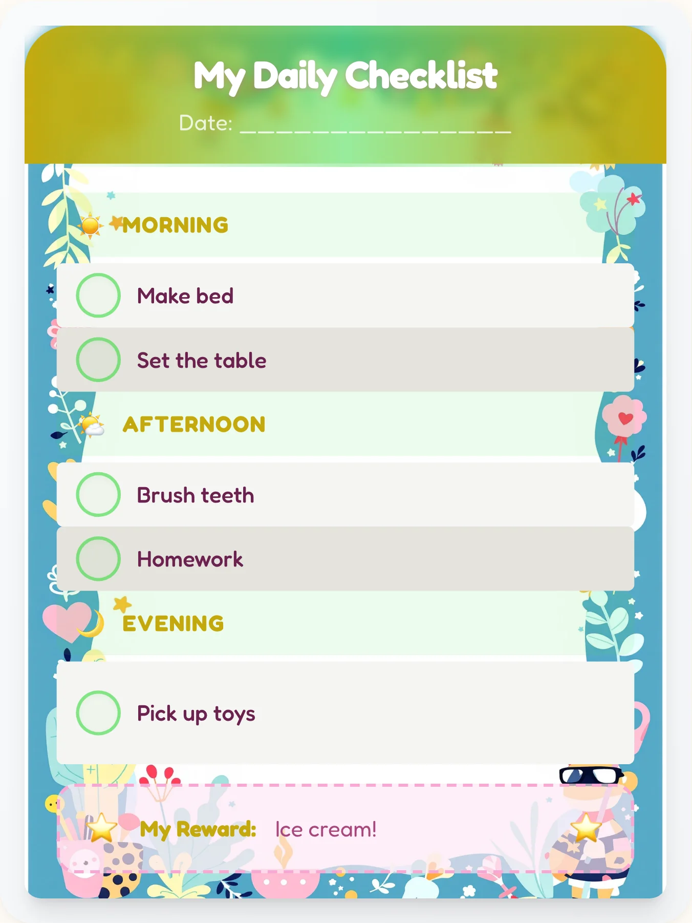 Jolly Kawaii To-Do Chart - printable kawaii chore chart