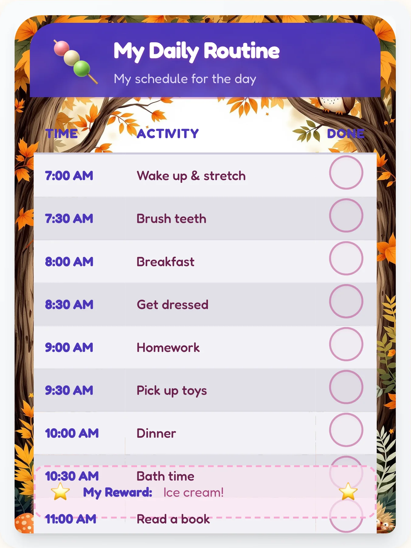 Hazy Kawaii Time Planner - printable kawaii chore chart