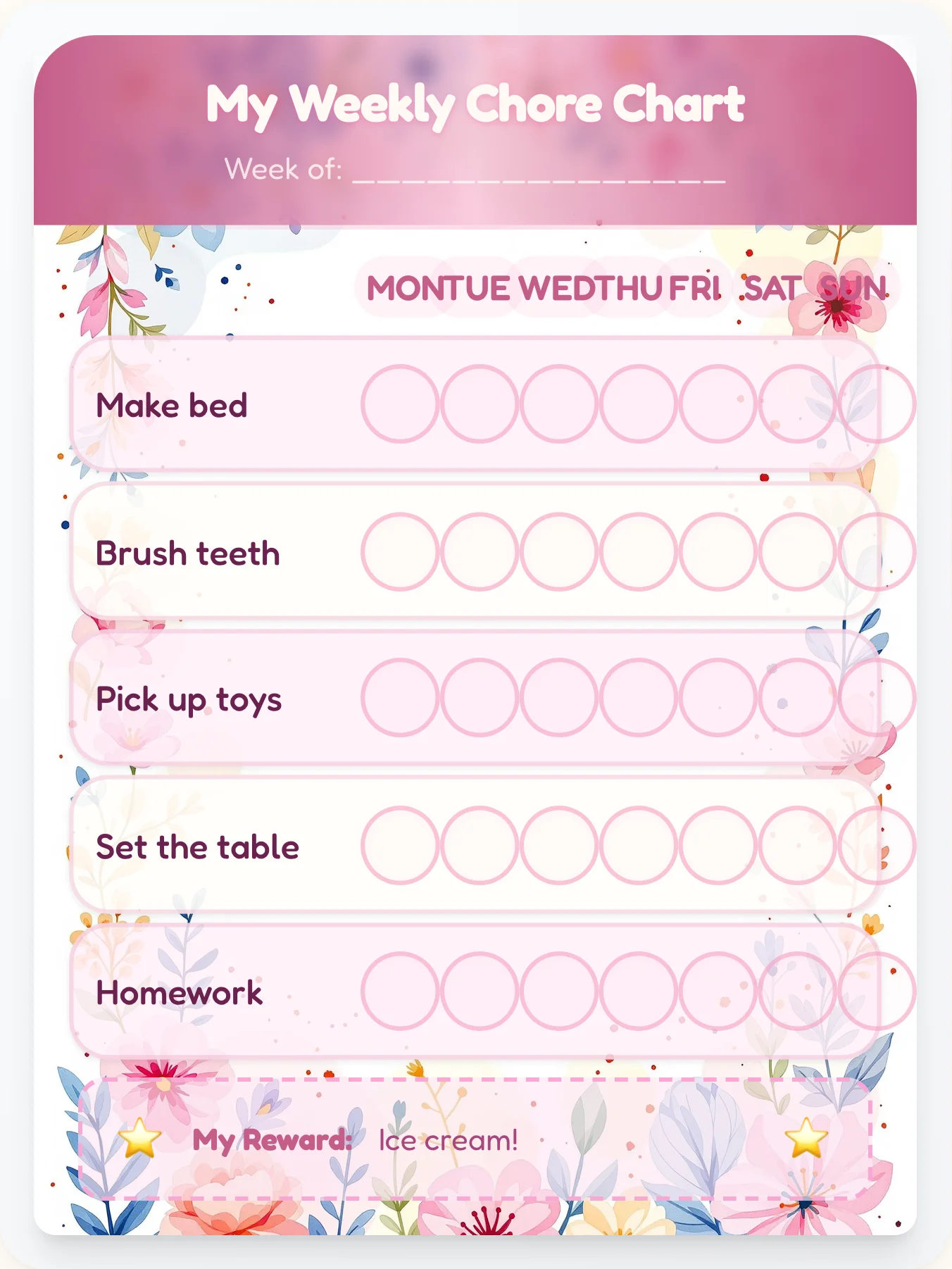 Neko Village Storybook Chore Chart - printable kawaii chore chart