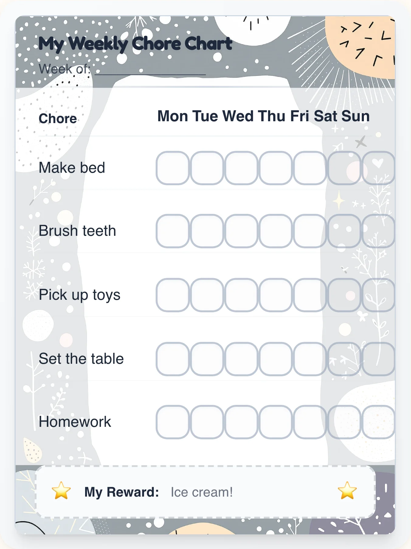 Minimal Flat Vector Chore Chart - printable minimal chore chart