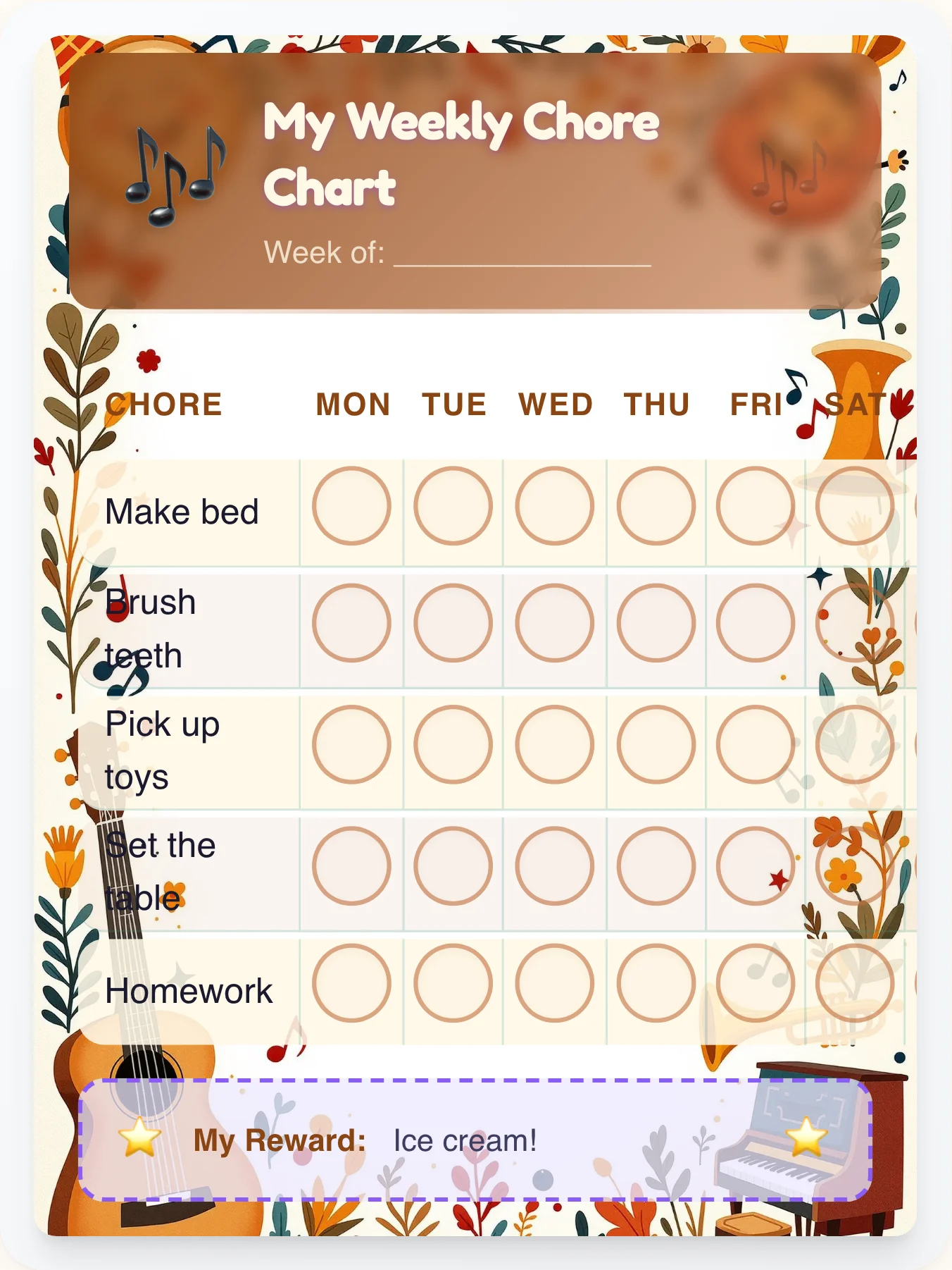 Vinyl Scrapbook — Free Printable Music Chore Chart - printable music chore chart