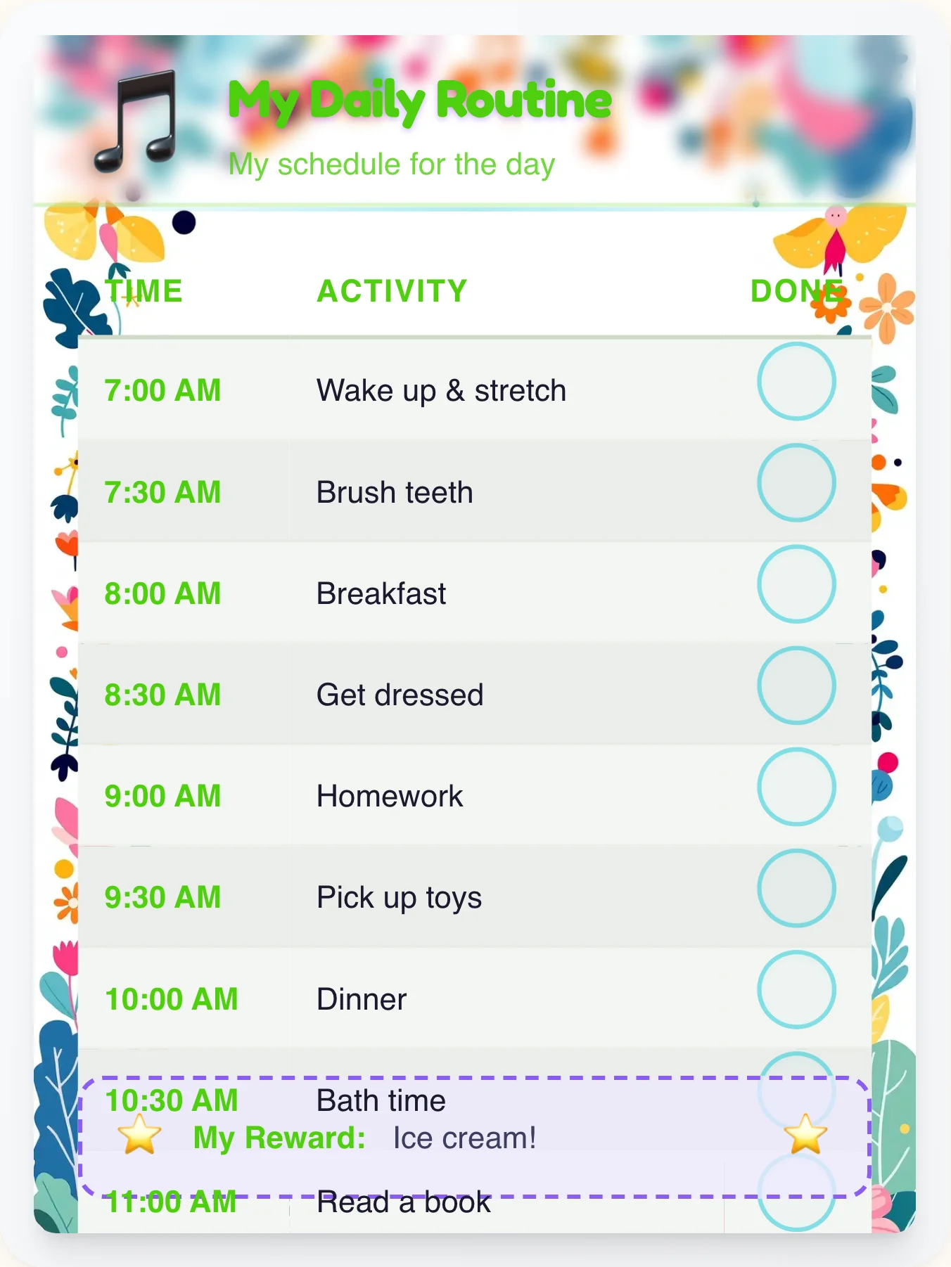 Radiant Music Flow Chart - printable music chore chart