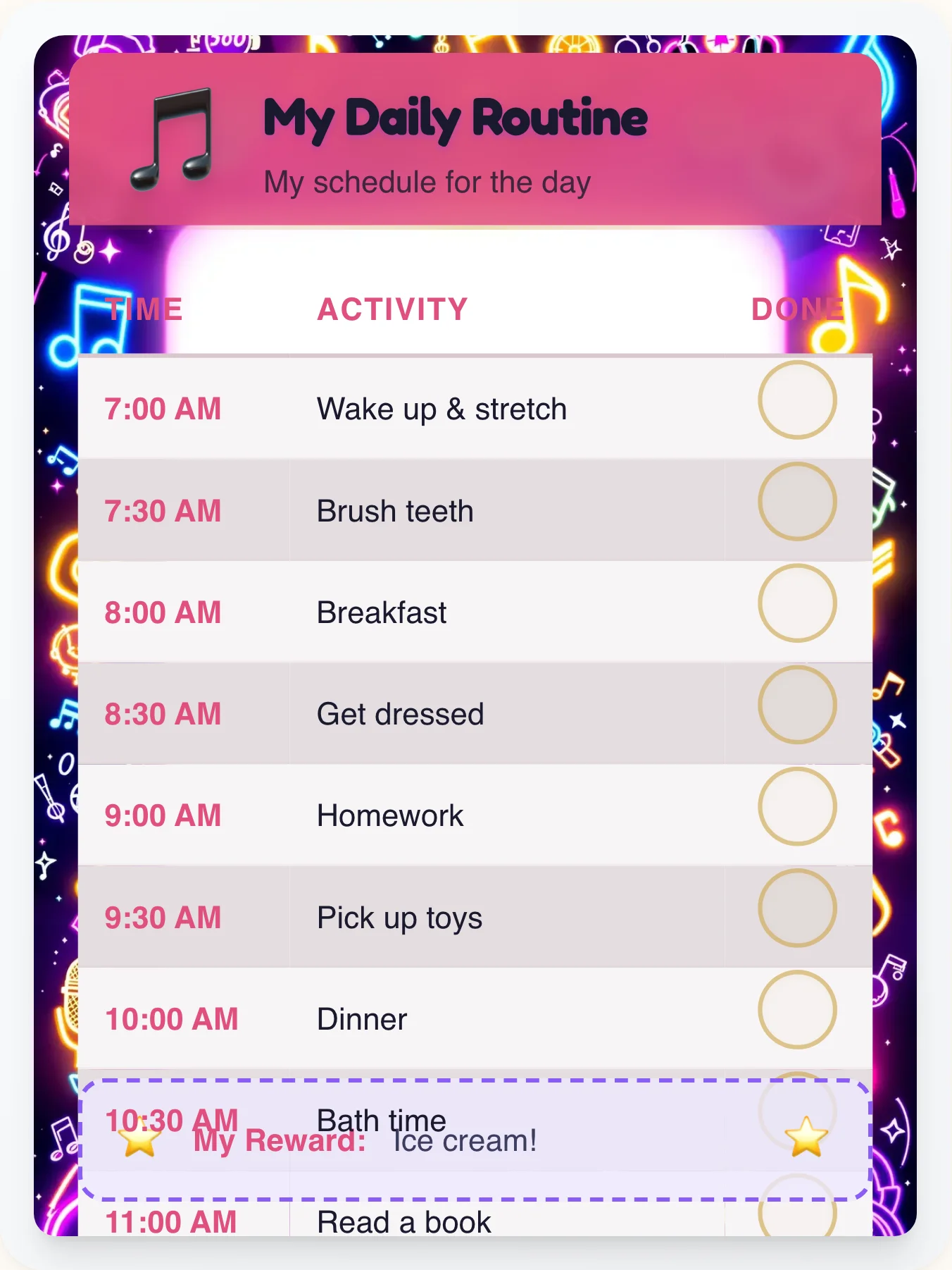 Electric Music Flow Chart - printable music chore chart
