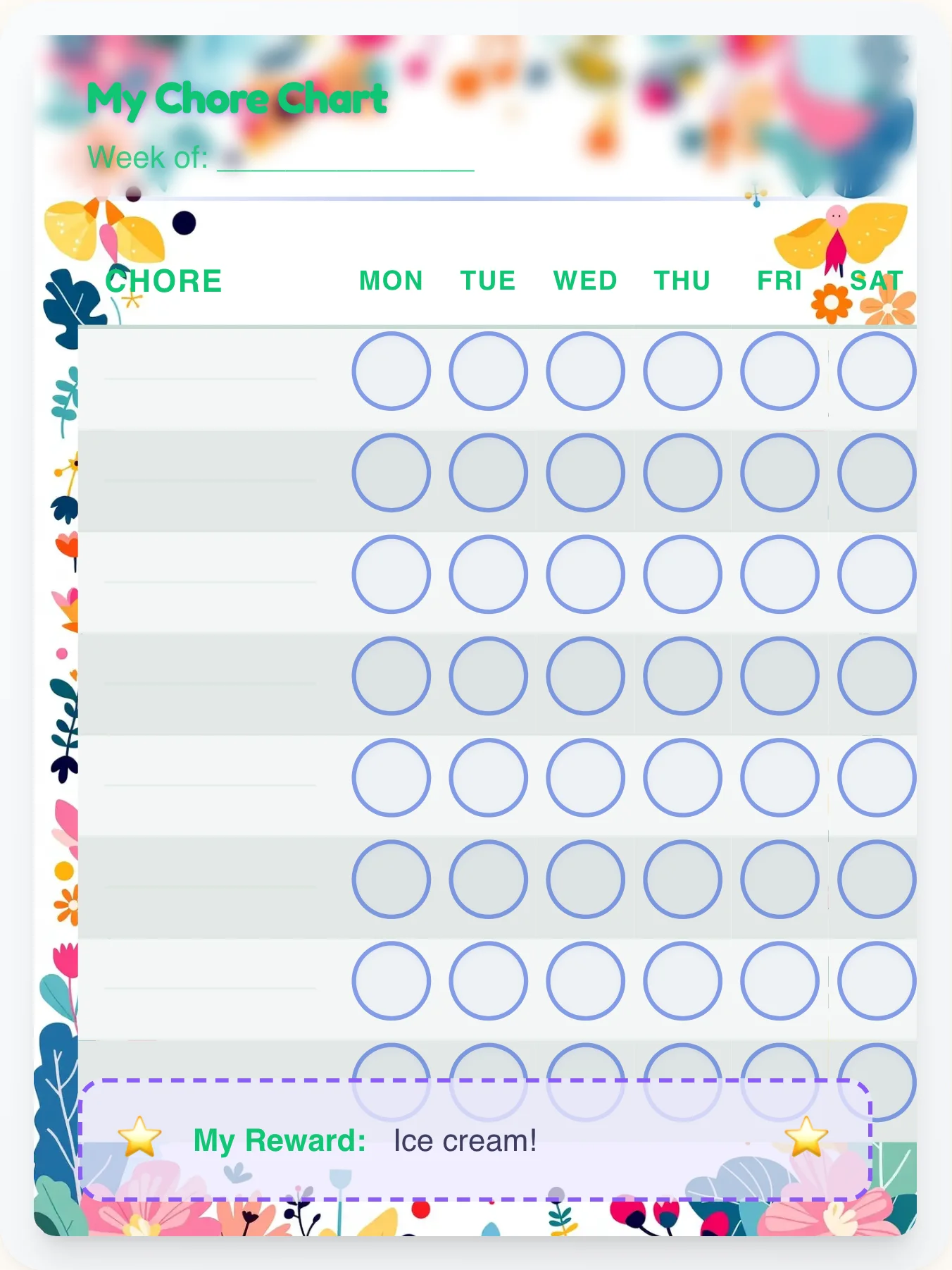 Dainty Music Open Template - printable music chore chart