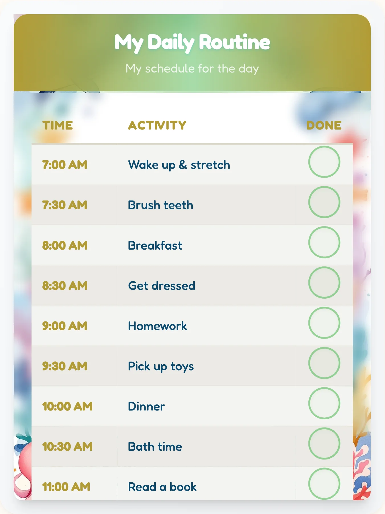 Jolly Ocean Routine Board - printable ocean chore chart