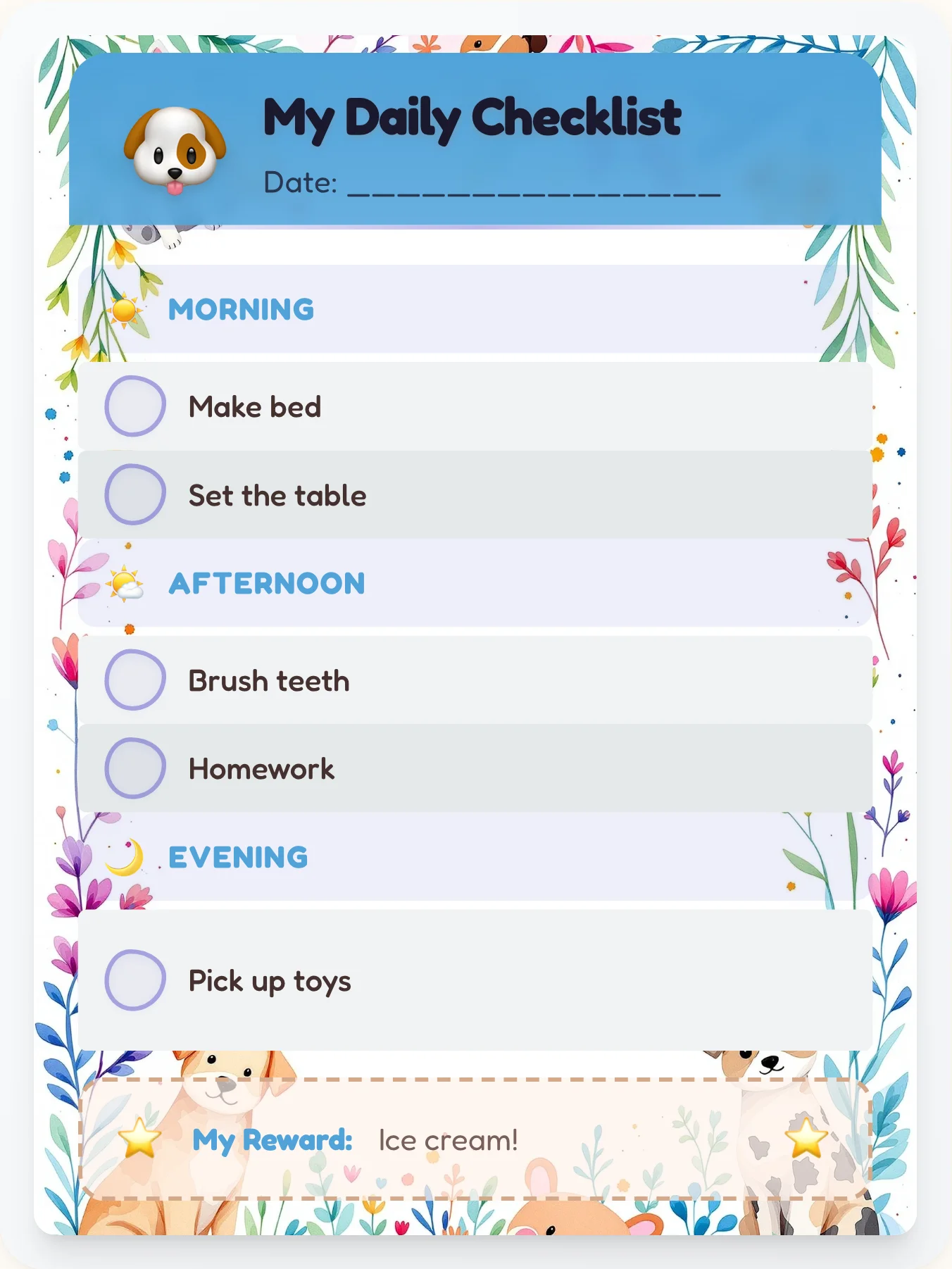 Hazy Pets To-Do Chart - printable pets chore chart