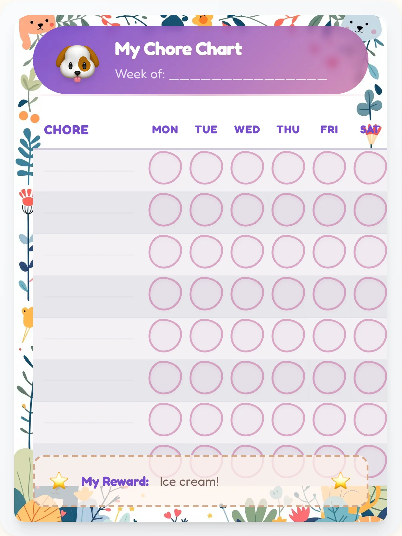 Royal Pets Custom Chart - printable pets chore chart