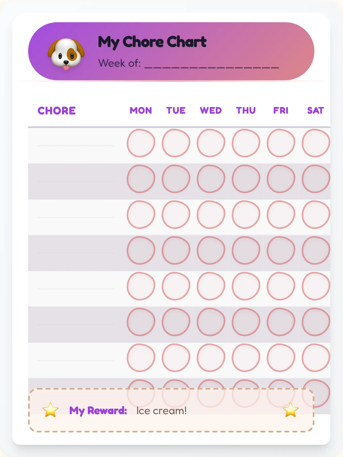 Tranquil Pets DIY Chart - printable pets chore chart