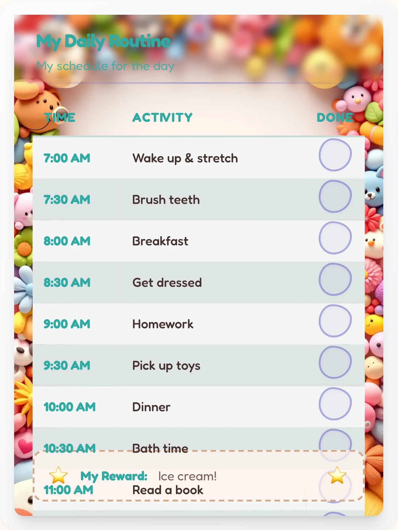 Gentle Pets Routine Board - printable pets chore chart
