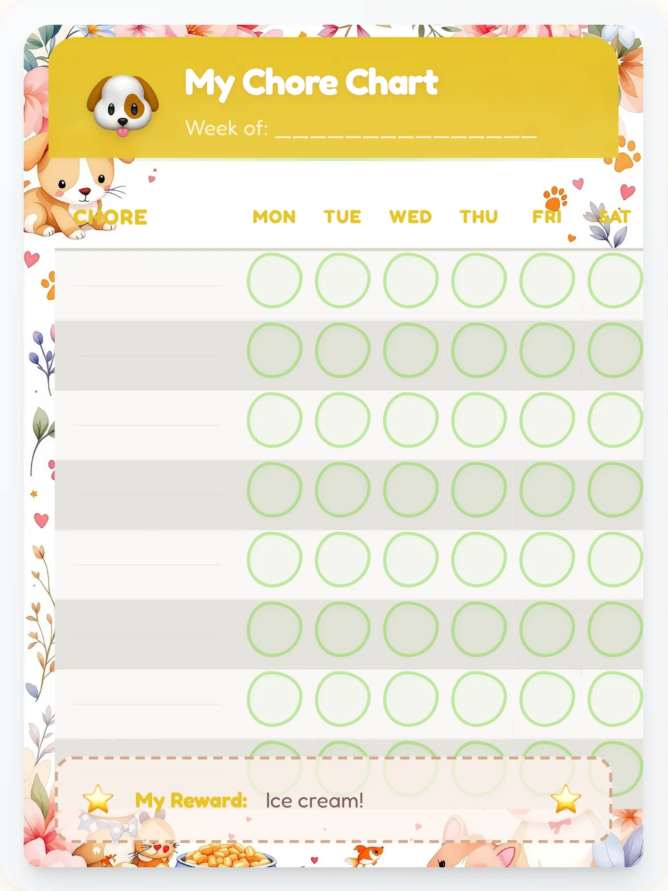 Jolly Pets Custom Chart - printable pets chore chart