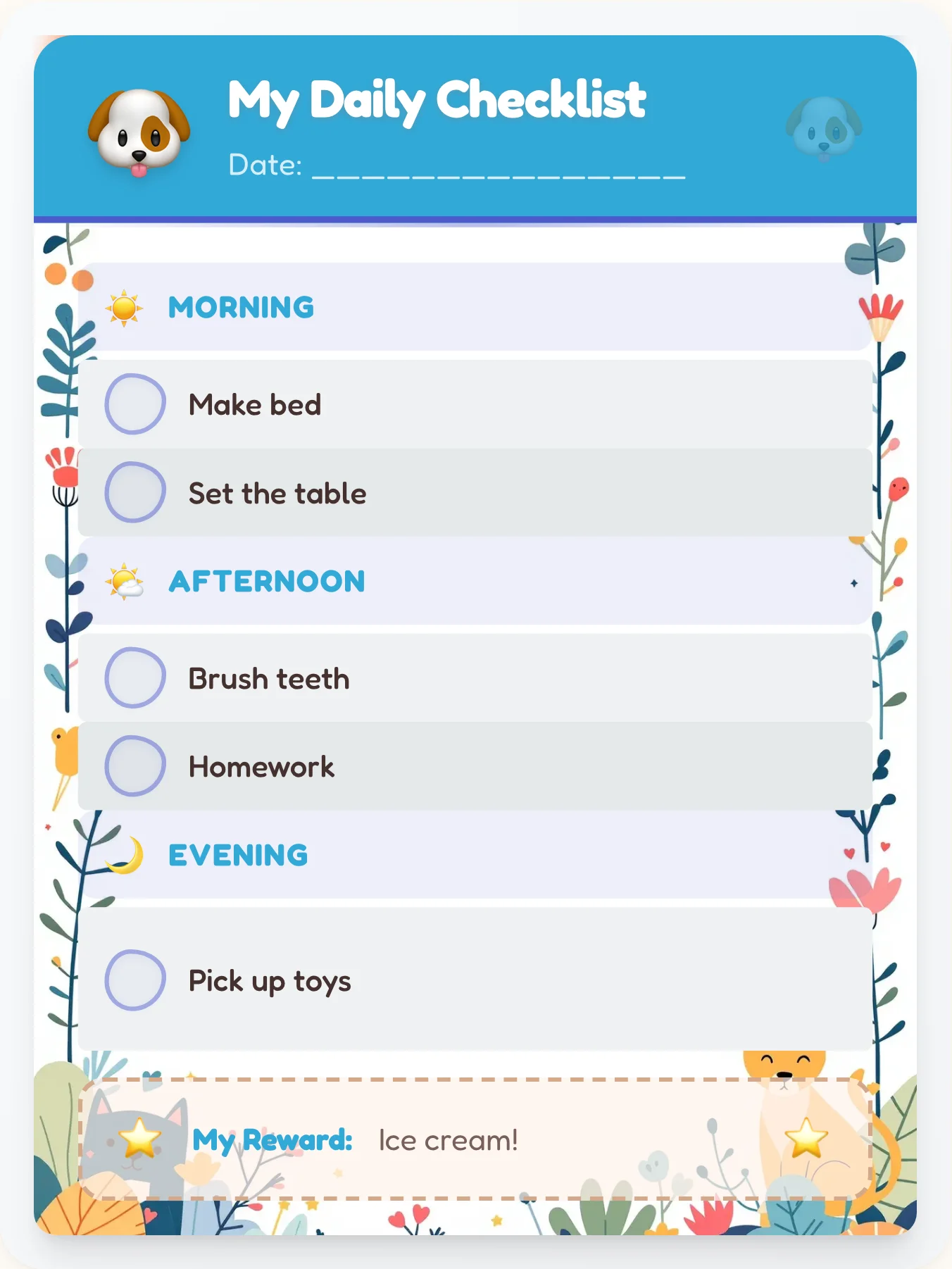 Inspiring Pets To-Do Chart - printable pets chore chart