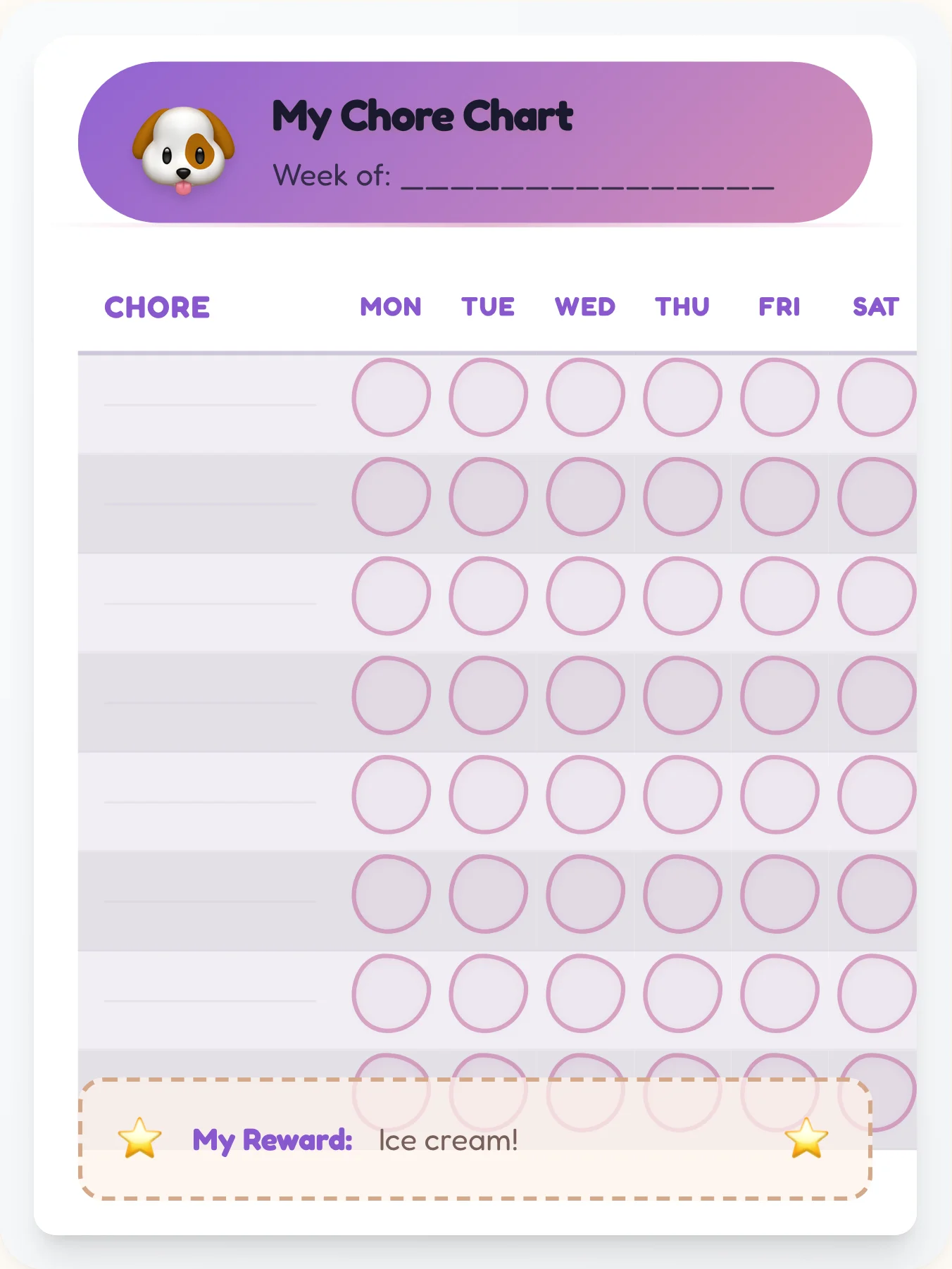 Serene Pets Custom Chart - printable pets chore chart