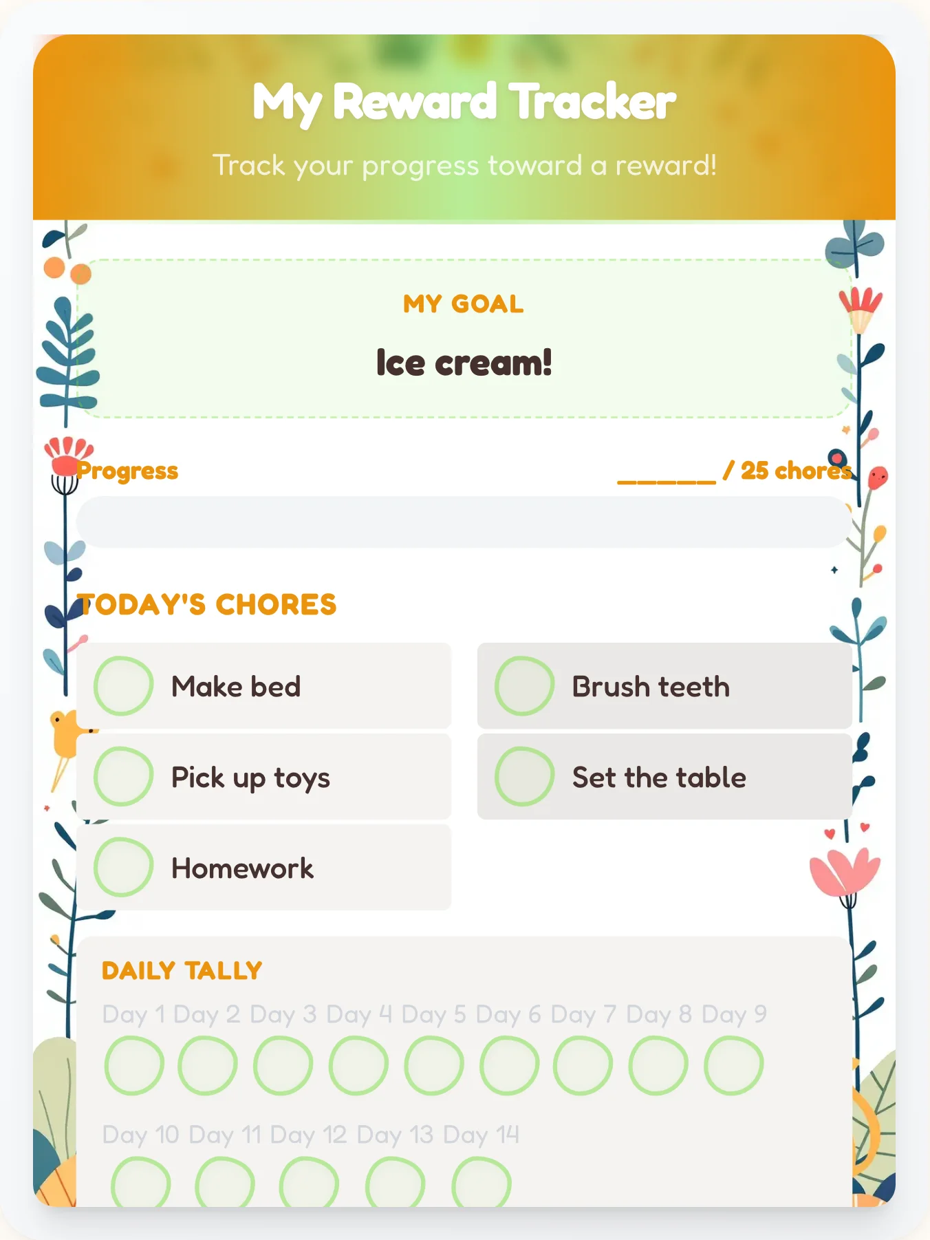 Golden Pets Achievement Board - printable pets chore chart