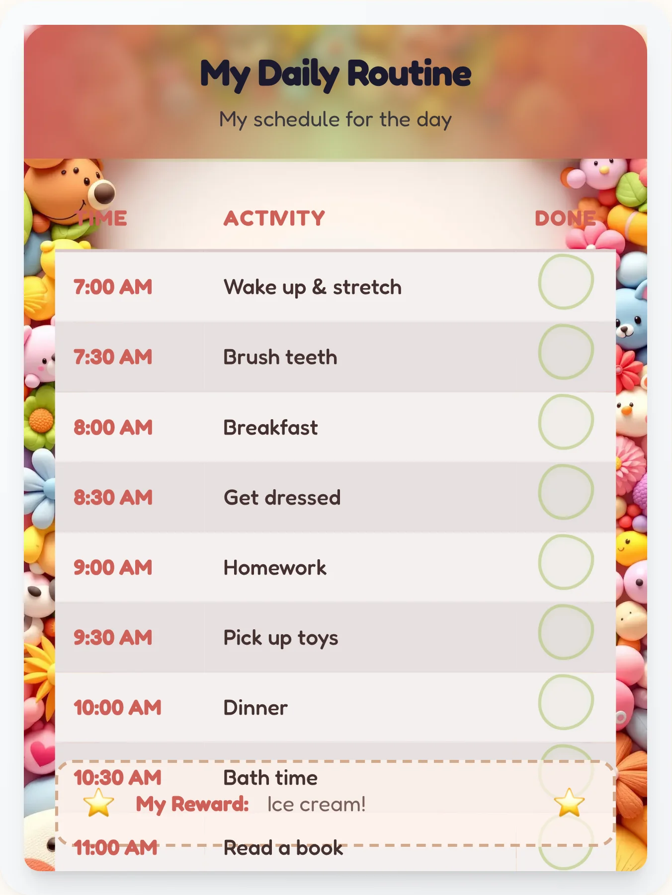Bright Pets Schedule Chart - printable pets chore chart