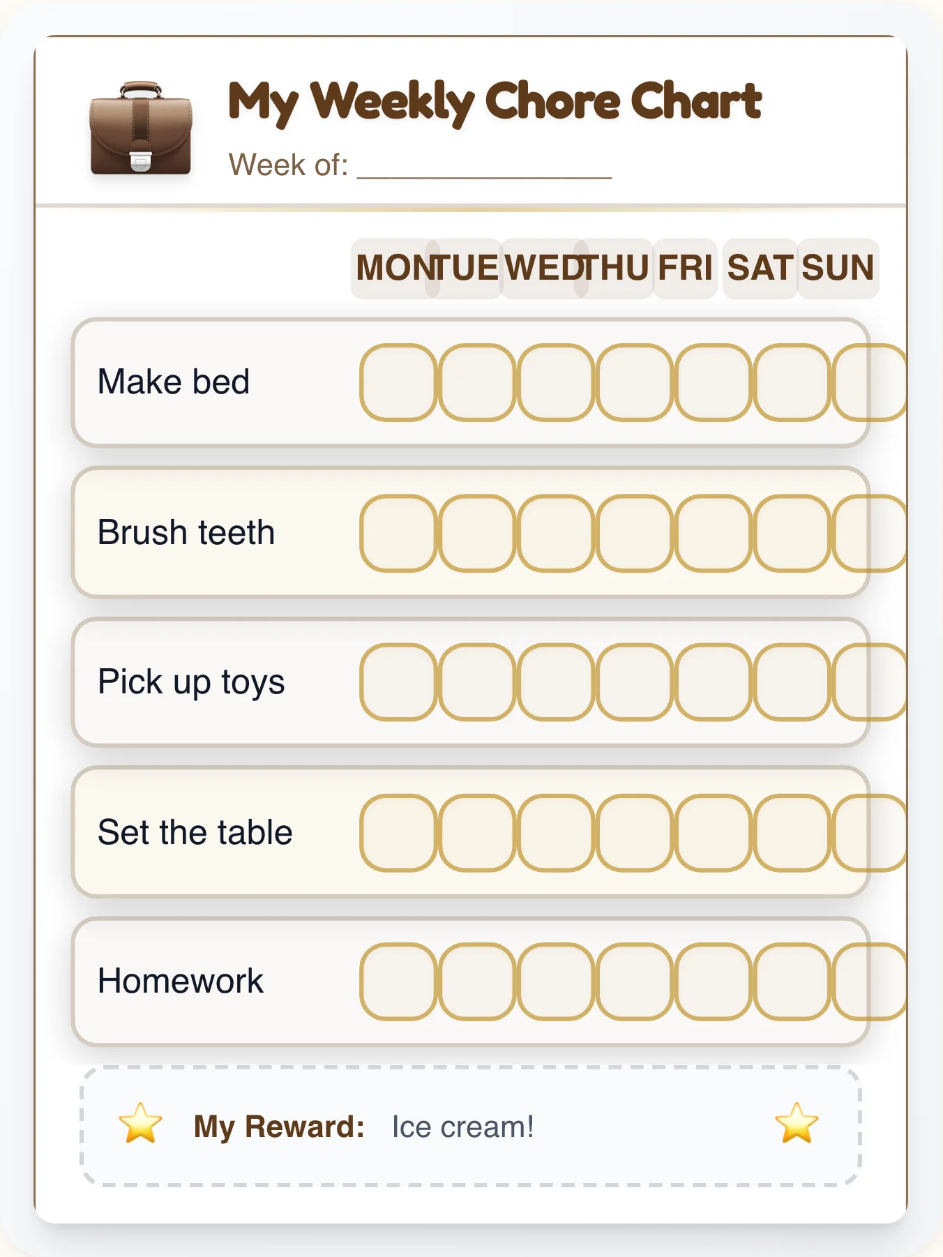 Mahogany Desk Chore Chart - printable professional chore chart