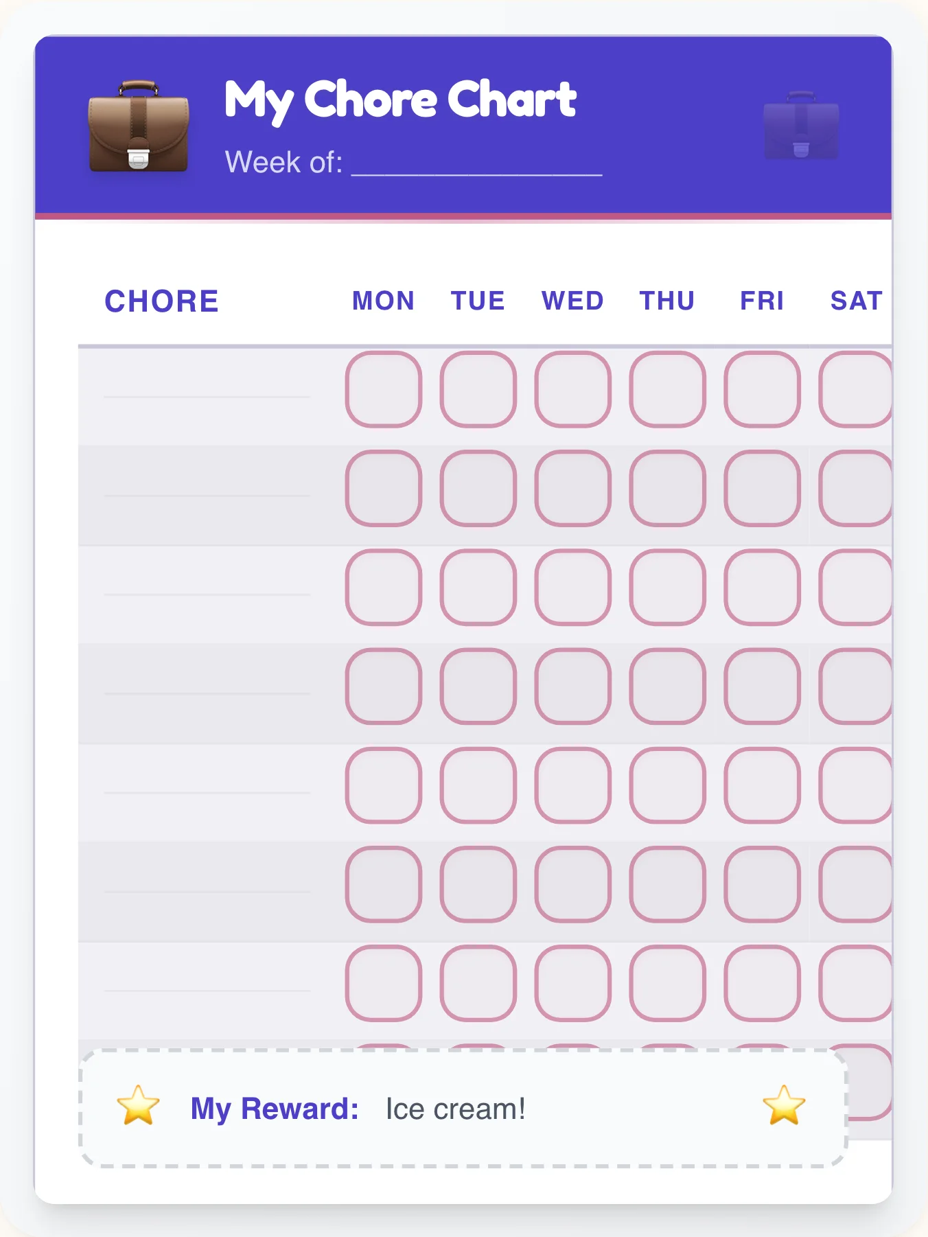Organic Professional Custom Chart - printable professional chore chart